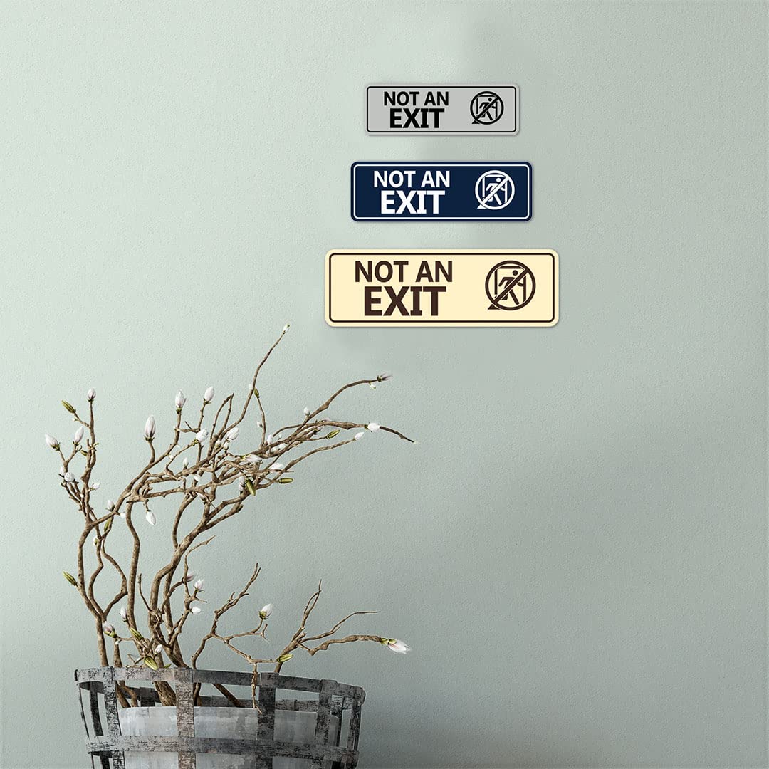 Standard NOT an EXIT (Stick Man) Sign in Brushed Silver - Medium Size Safety Sign for Warehouses, Offices, and Public Buildings