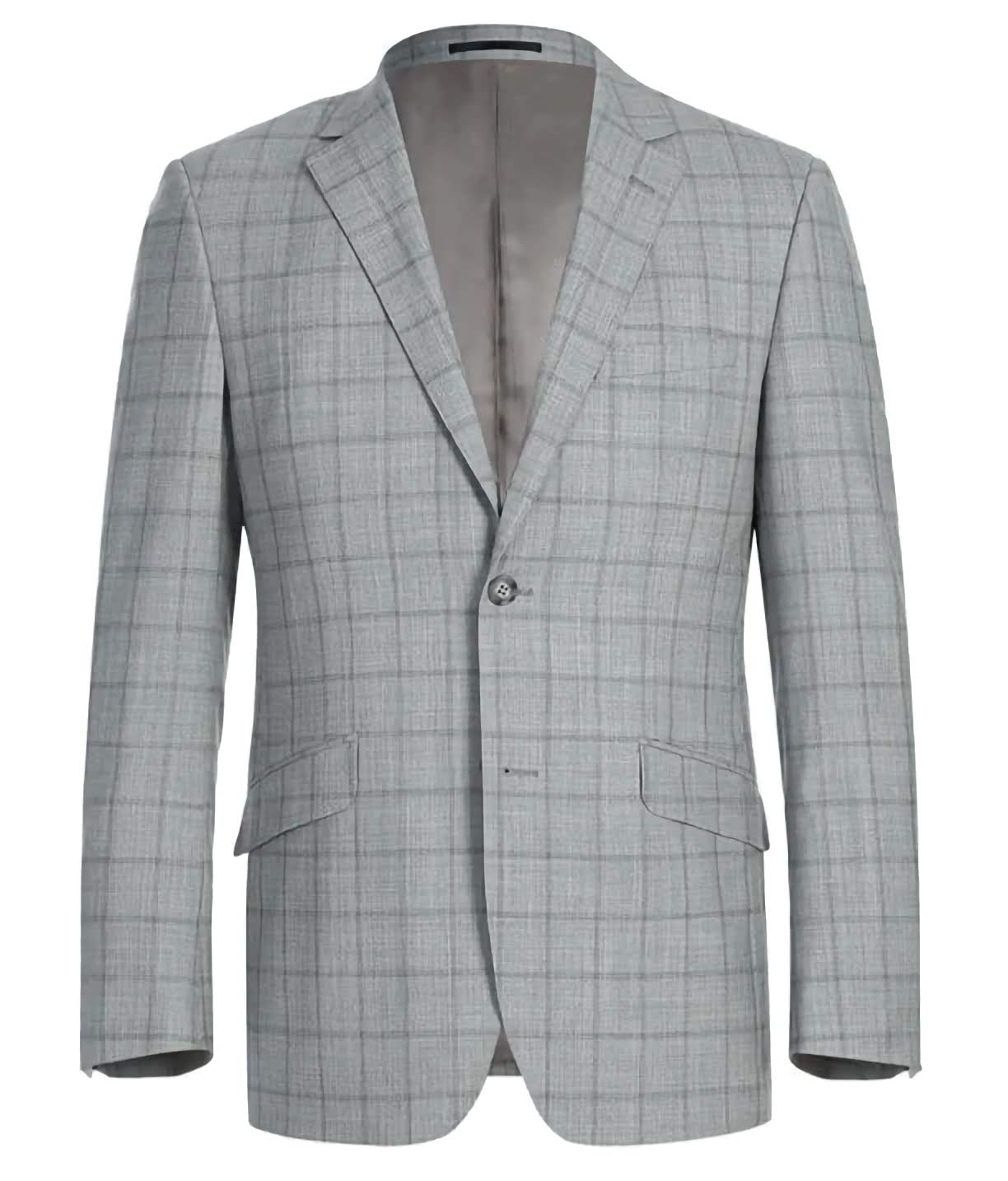 100% Wool Slim Fit Windowpane Dress Suit 2 Piece in Gray | Premium Business & Formal Attire for Men | Perfect for Weddings, Interviews & Office Wear