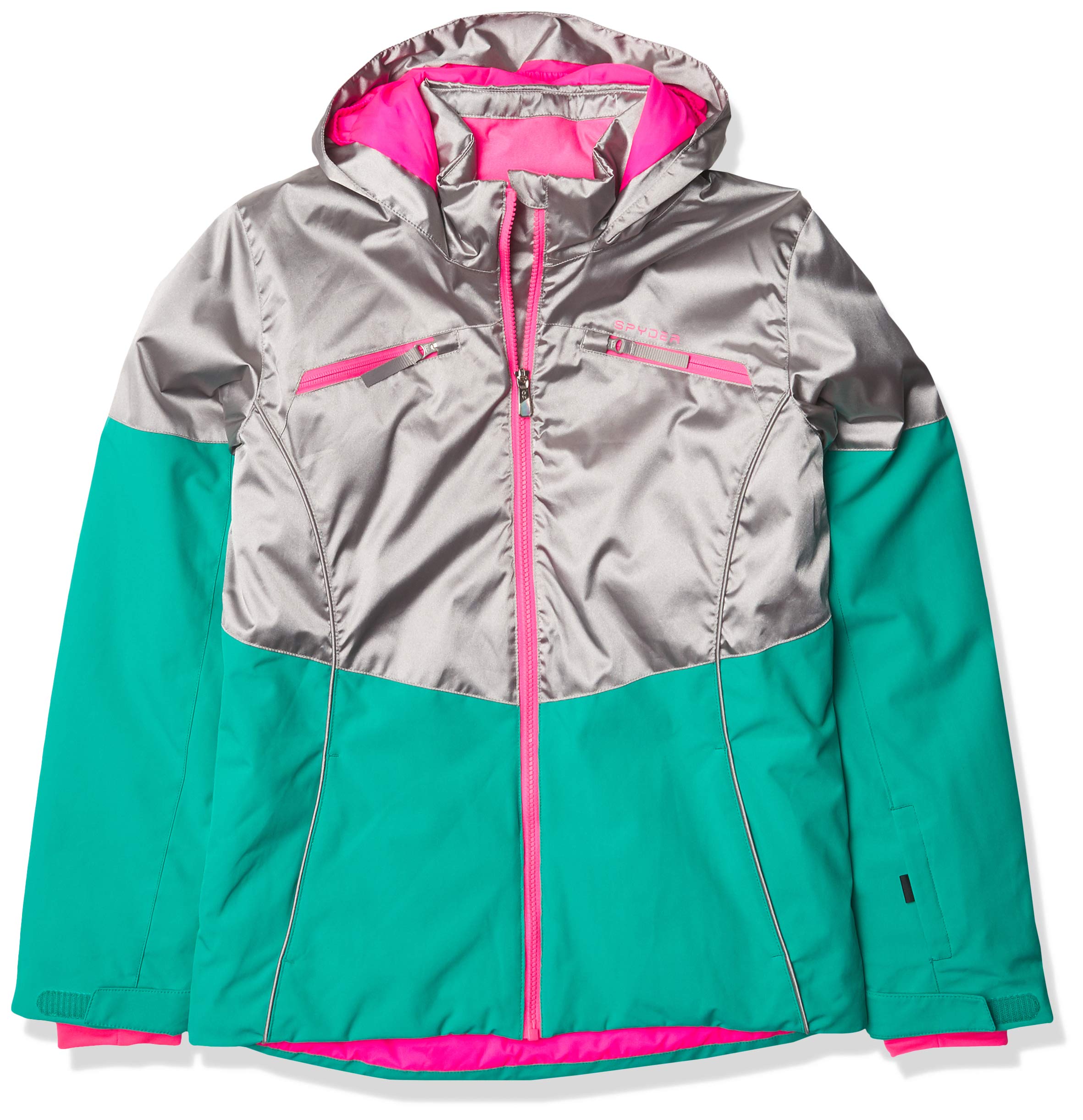 Spyder Girl’s Conquer Ski Jacket - Waterproof Insulated Kids Winter Coat with Hood & Full Zip for Snowboarding & Outdoor Activities