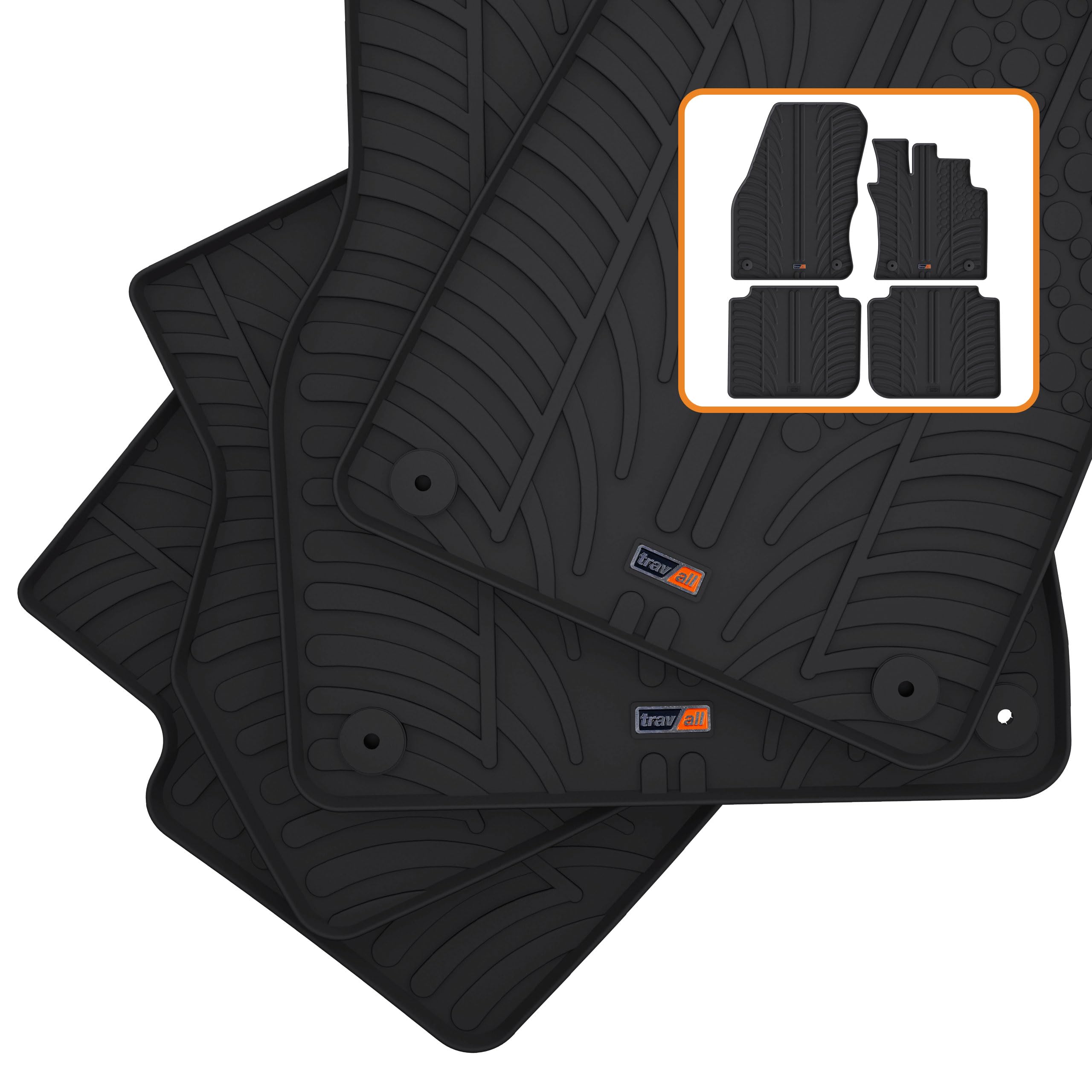 Premium Rubber Car Mats for Peugeot 307 (2001-2005) & 308 (2007-2013) - Heavy Duty, Non-Slip, Waterproof, Easy to Clean Black Floor Mats - Perfect for All-Weather Protection, Road Trips & Daily Commutes