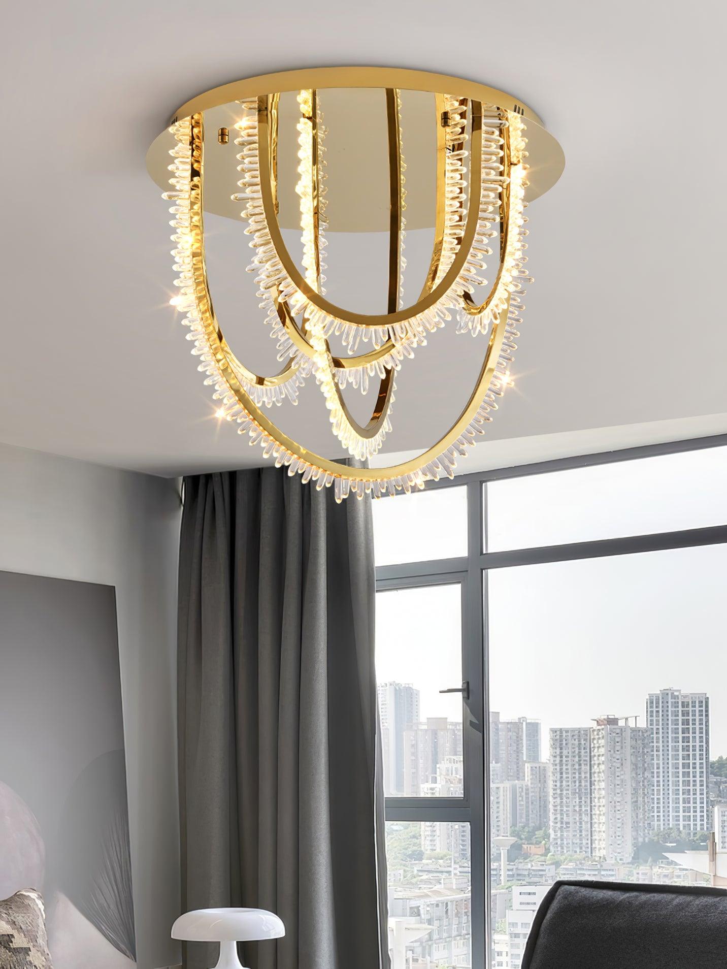 Elegant Crystal Chandelier Ceiling Light - Modern Home Decor for Living Room, Bedroom, and Dining Room Lighting