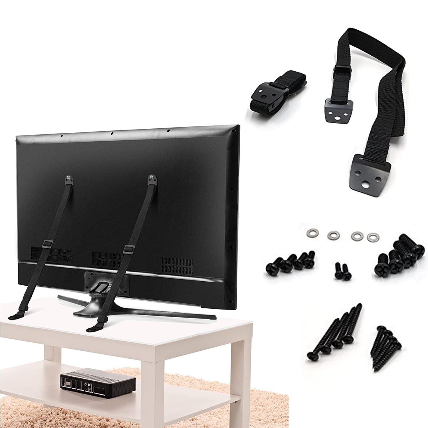 Heavy Duty TV & Furniture Safety Straps - Anti Tip Straps for Baby Proofing, Earthquake Protection & Wall Anchoring - Adjustable & Secure (Pack of 2) - Perfect for Living Rooms, Nurseries & Home Safety