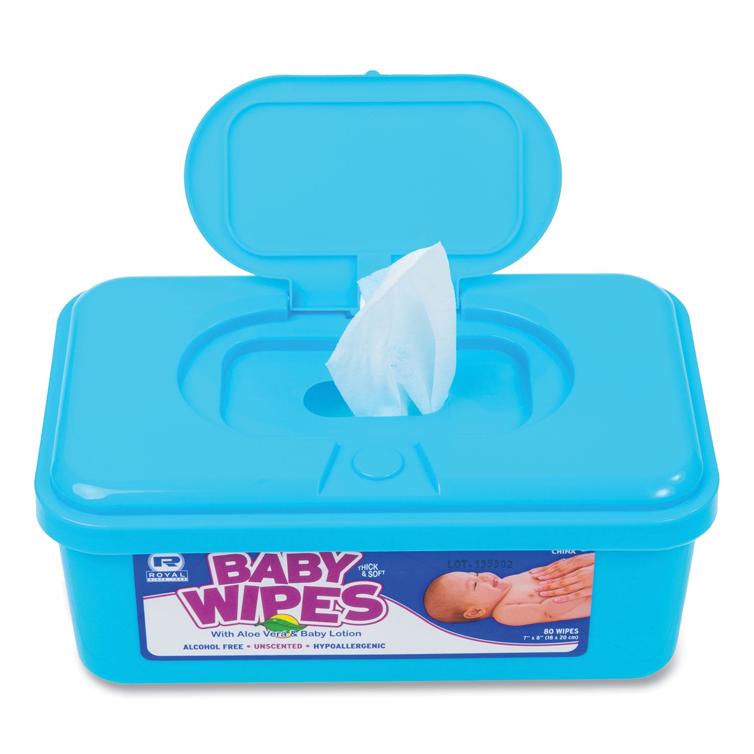 AmerCareRoyal® Unscented Baby Wipes - 80 Count per Tub, 12 Tubs per Carton | Hypoallergenic & Gentle for Newborns | Perfect for Diaper Changes, On-the-Go Cleaning & Sensitive Skin Care