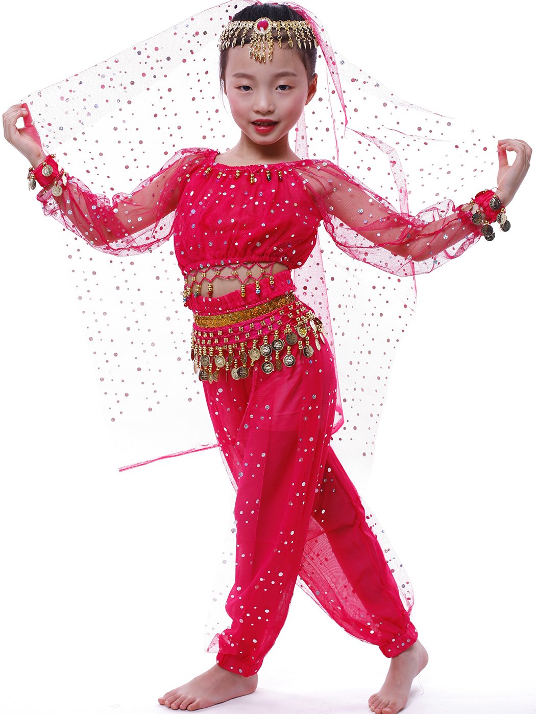 Elegant Astage Women's Belly Dance Costume Set - Long Sleeve Embellished Top & Flowy Pants for Professional Performances & Dance Classes