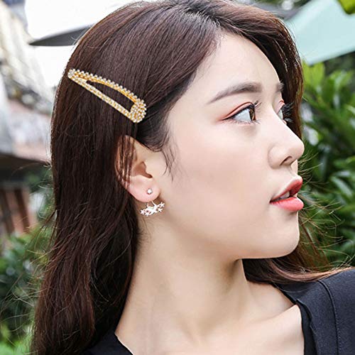 WATFOERS 6 Pack 3 Inch Rhinestone Snap Hair Clips - Metal Hair Barrettes for Women & Girls - Wedding, Prom, Party Hair Accessories (Black, Silver, Gold) - Perfect for Bridal, Formal Events & Everyday Styling