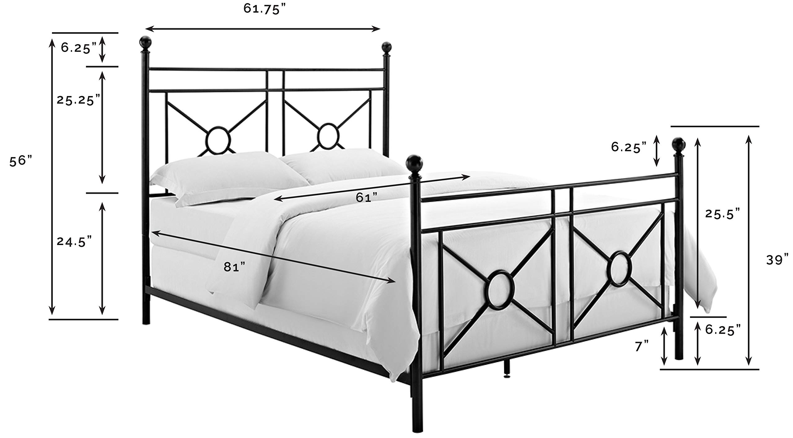 Crosley Montgomery Queen Size Bed Frame Set in Black - Modern Bedroom Furniture for Master & Guest Rooms