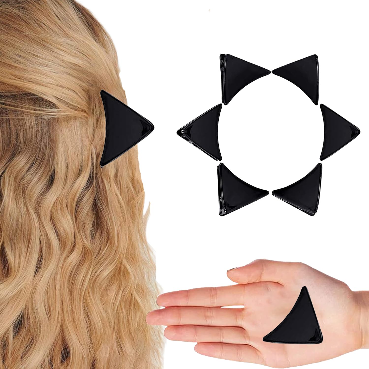 BIRDWARE Medium Black Acrylic Stone Hair Clips for Women - 6 Pack Hair Clutchers | Elegant Hair Accessories for Parties, Weddings & Everyday Styling
