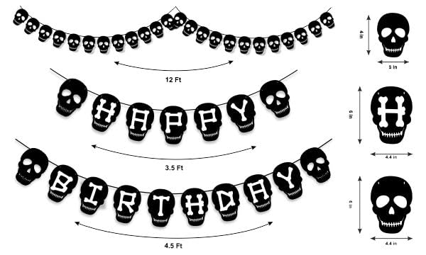 Black Skull Theme Birthday Party Decorations - Halloween, Gothic, or Punk Party Supplies for Adults & Teens - Perfect for Decorations, Photo Booths & Themed Events