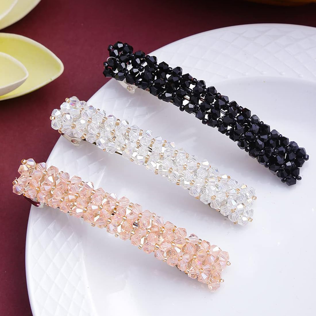 Shining Diva Fashion Crystal Hair Clips for Women, Girls & Kids - Elegant French Barrette Hair Accessories Set for Parties, Weddings & Daily Wear