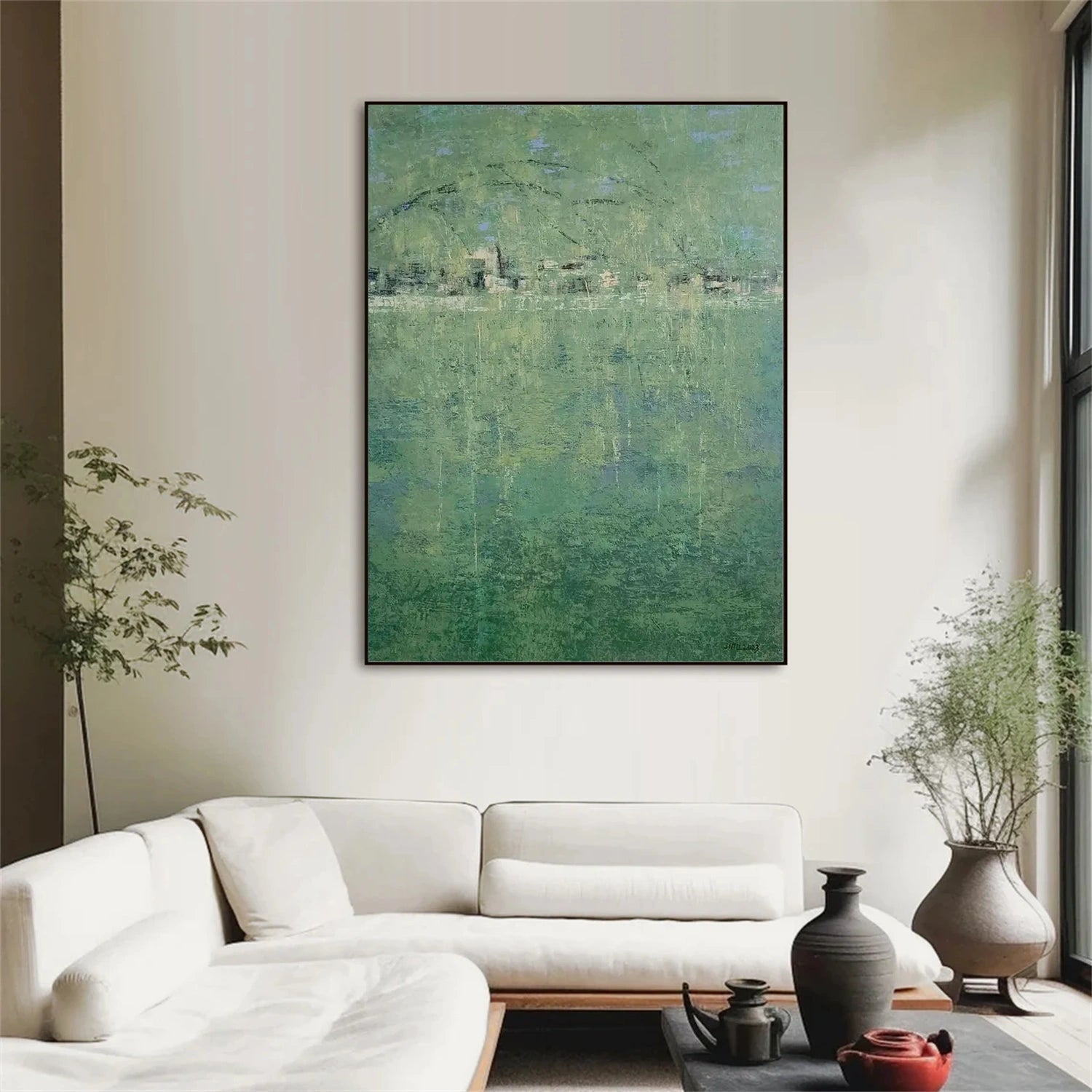 Blue & Green Abstract Wall Art Canvas Print #BG127 - Modern Home Decor for Living Room, Bedroom & Office