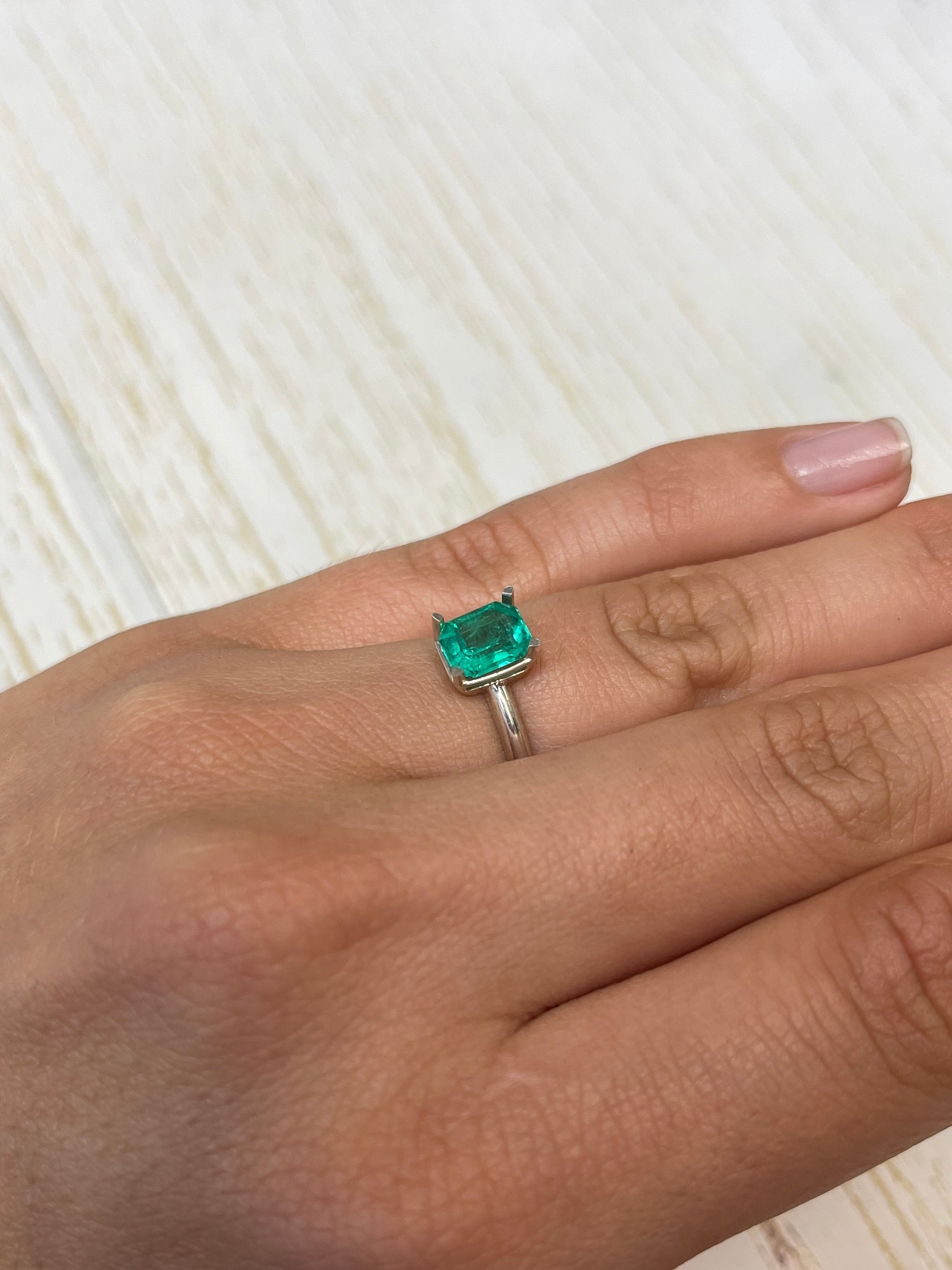 1.69 & 1.30 Carat Bluish Green Loose Colombian Emeralds - 7.5x6mm Emerald Cut Gemstones for Jewelry Making & Engagement Rings