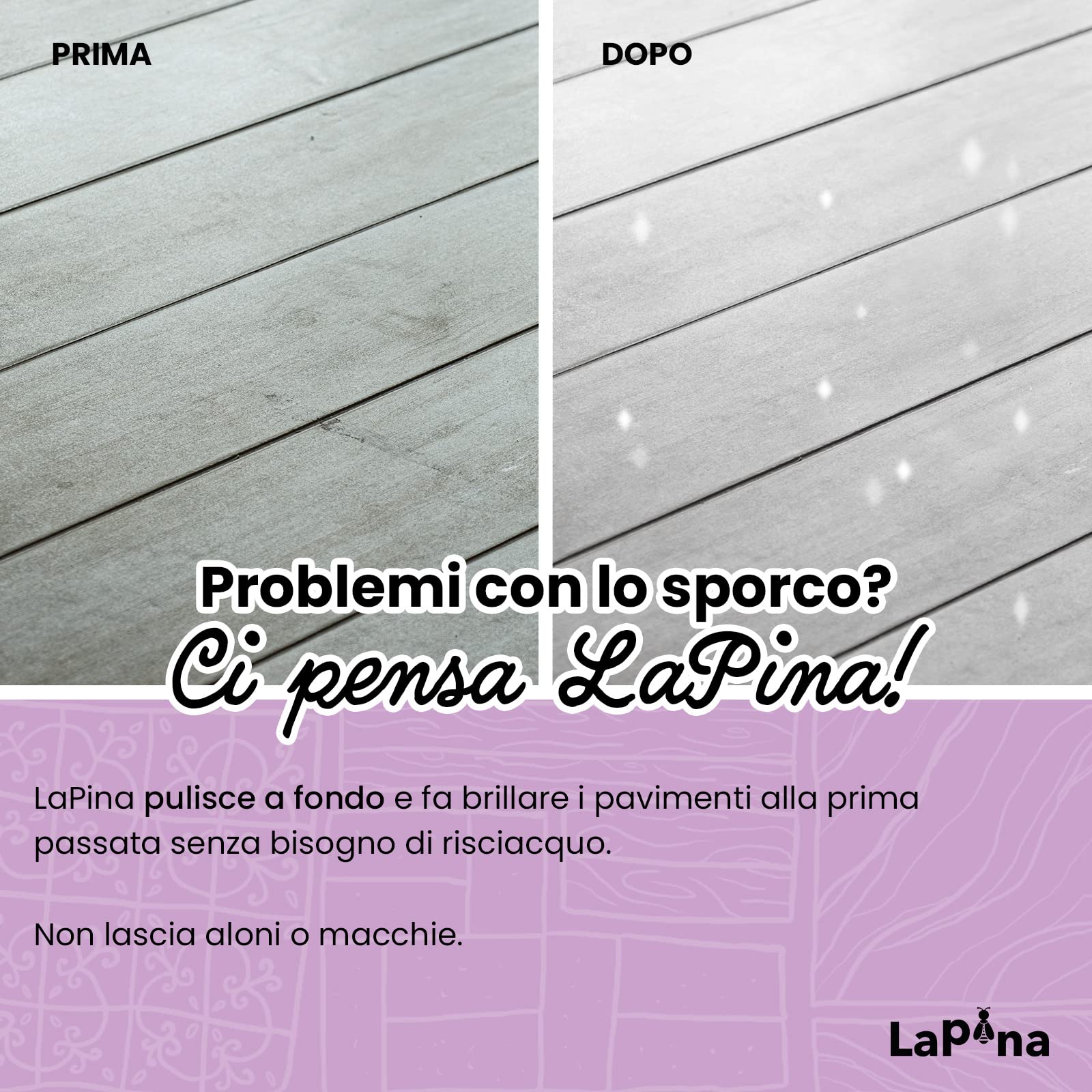 LaPina Lavender Scented Floor Cleaner - Gentle & Effective Hardwood & Tile Floor Cleaner - Safe for Pets & Kids - Ideal for Home, Office & Commercial Use