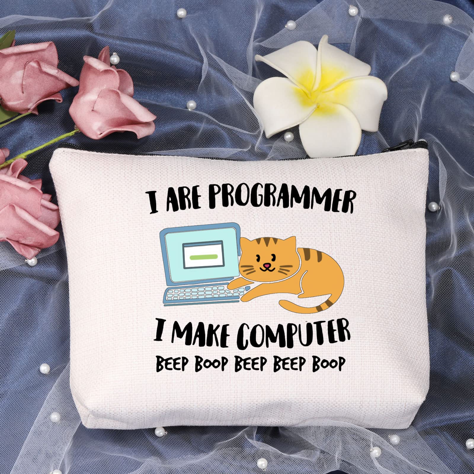 LEVLO Tech Code Programmers Gift Bag - Funny 'I Are Programmer' Design for Software Developers, Computer Engineers & Cat Lovers - Perfect for Office Use, Tech Conferences & Geeky Gift Giving