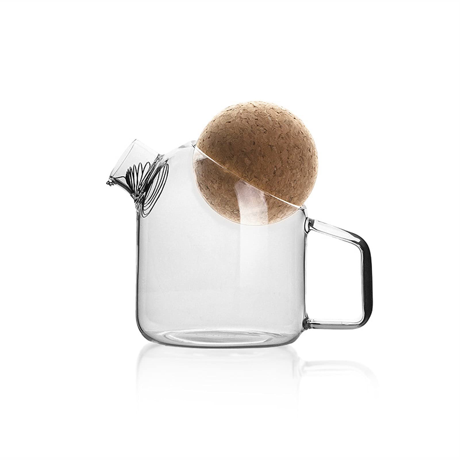 Heat Resistant Borosilicate Glass Teapot with Cork Lid - 250ml Transparent Pitcher for Hot & Cold Beverages, Juice Jar, Iced Tea Container - Perfect for Home, Office, and Outdoor Use