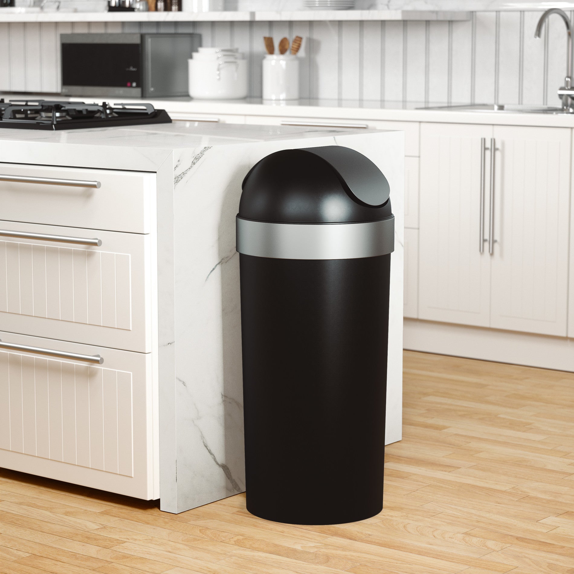 13 Gallon Venti Trash Can with Lid - Odor Control Kitchen Garbage Bin for Home, Office & Outdoor Use