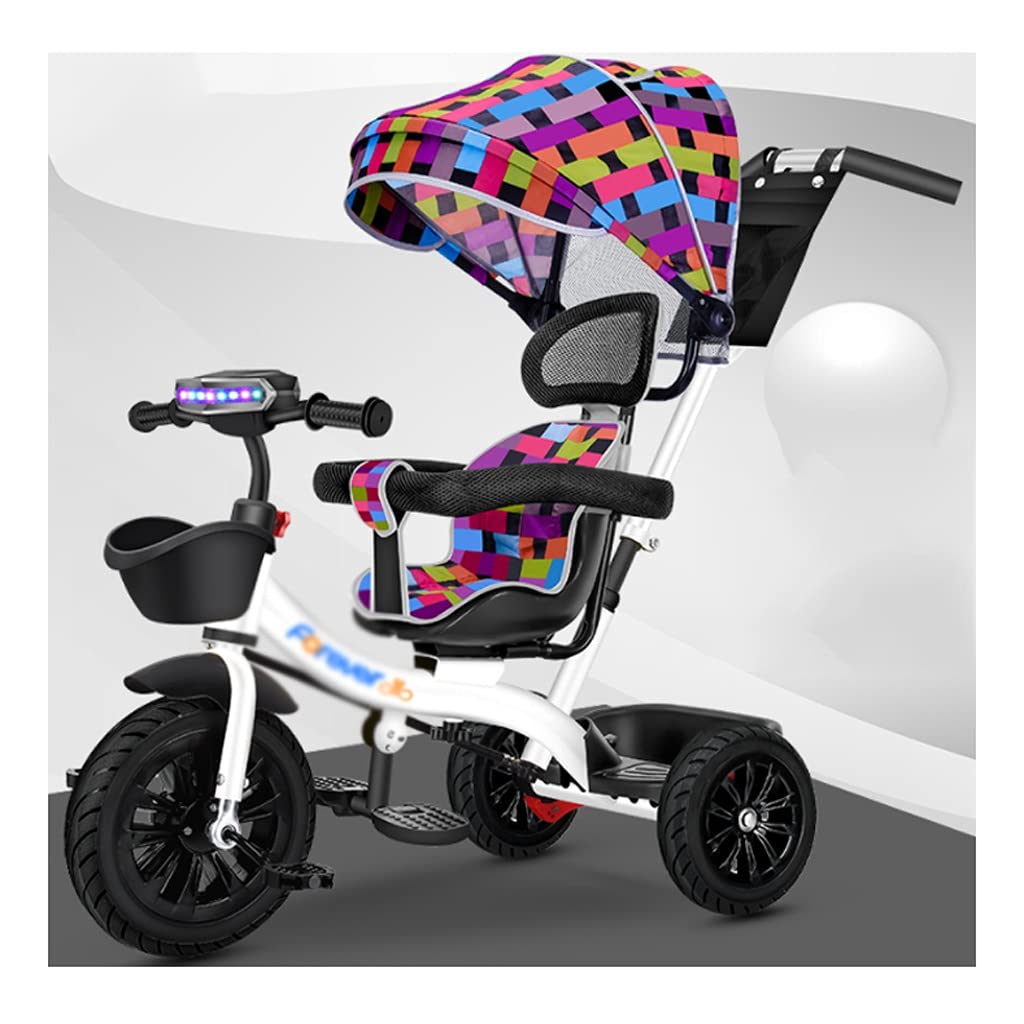 AVOA 3-in-1 Convertible Baby Stroller Tricycle for Kids 1-6 Years Old - Rotatable Seat, Adjustable Canopy, Lightweight Design - Perfect for Park Rides, Neighborhood Walks & Outdoor Adventures (White)