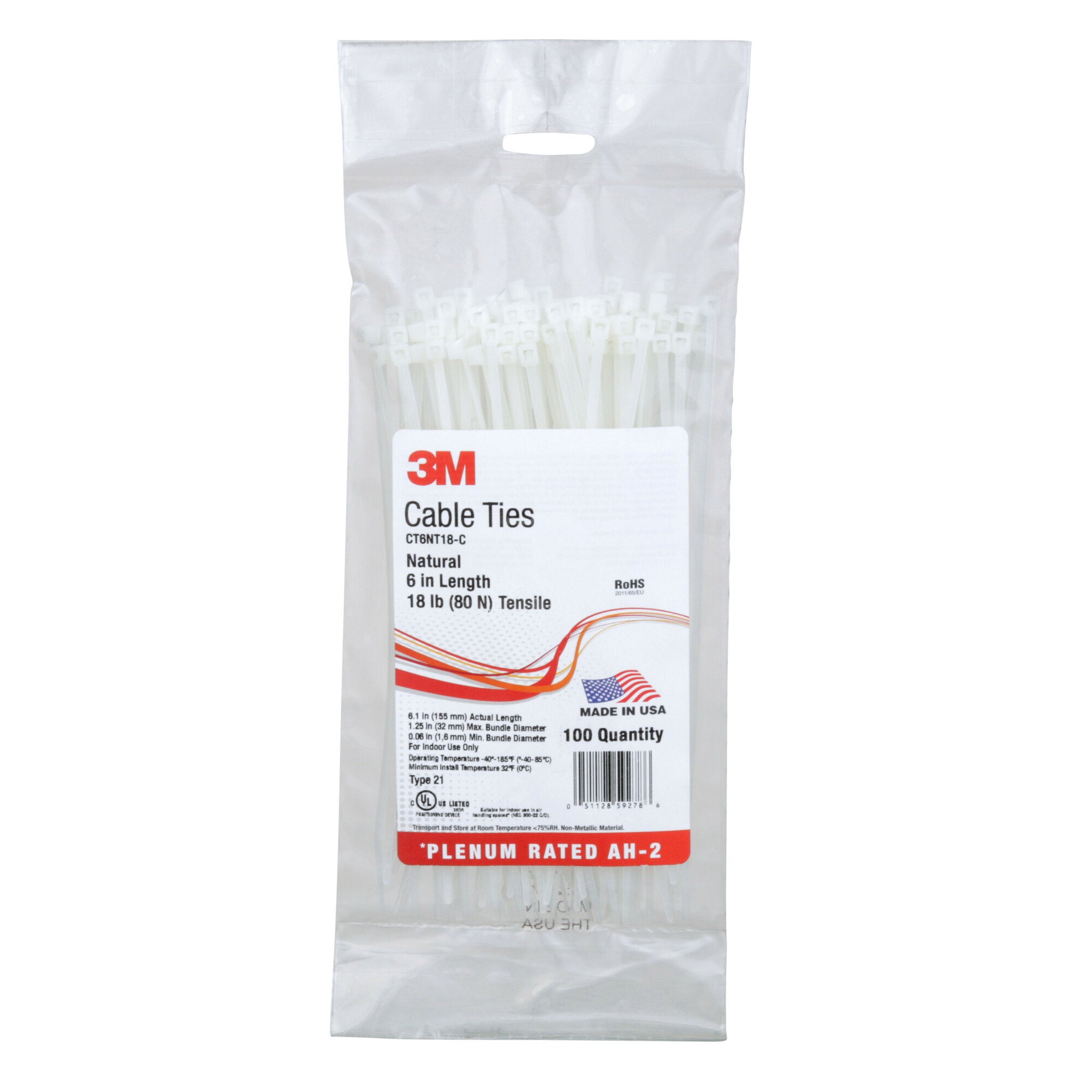 3M CT6NT18 Cable Ties - Heavy Duty Nylon Zip Ties for Organizing Wires, Cables, and Bundles - Ideal for Home, Office, and Industrial Use