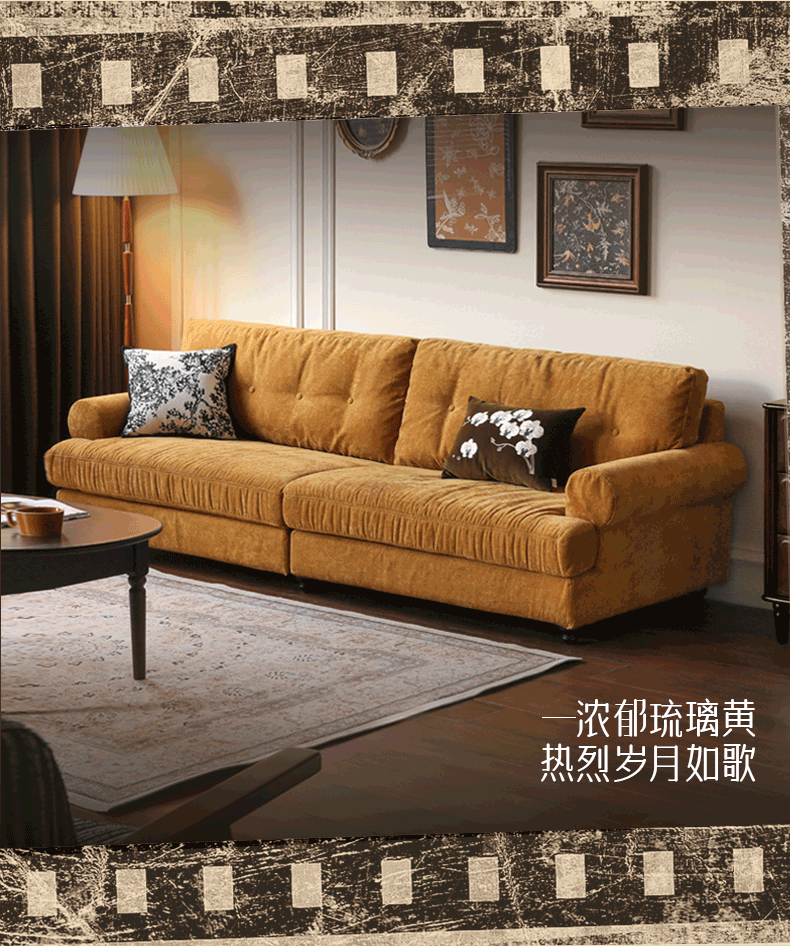 High Back Fabric Three Seater Sofa - American Style Living Room Furniture for Comfortable Lounging & Relaxing