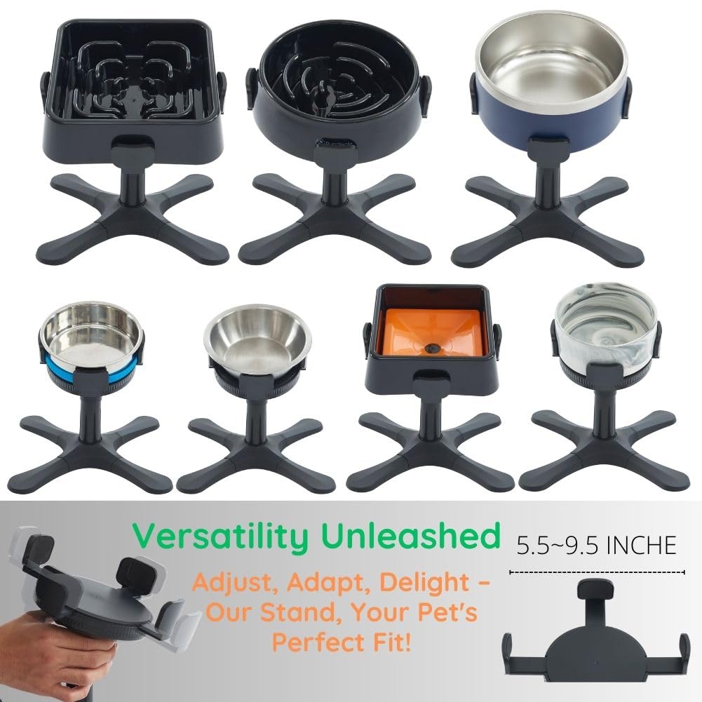 Elevated Adjustable Dog Bowl Stand - 3 Height Adjustable Feeding Station for Medium & Large Dogs - Compatible with Most Bowls (2 Pack) - Perfect for Dining, Training & Outdoor Use