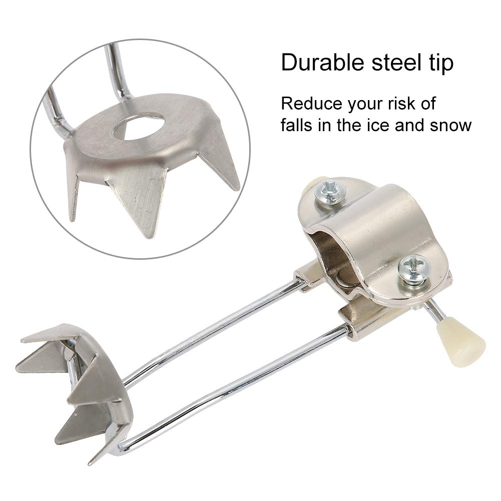 Brrnoo Ice Grip Cane Attachment - Non-Slip Walking Aid for Mobility Crutches | Universal Fit for All Canes | Enhanced Safety for Snow & Ice Walking | Perfect for Winter Hiking & Outdoor Activities