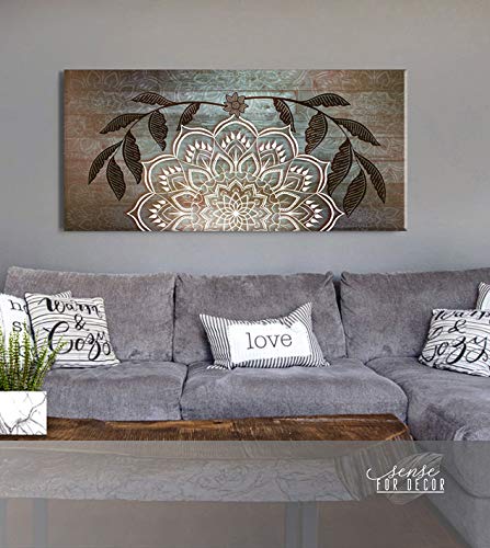 Boho Mandala Wall Hanging - Handmade Macrame Wall Art for Bedroom & Living Room Decor - Boho Headboard (Brown, 60