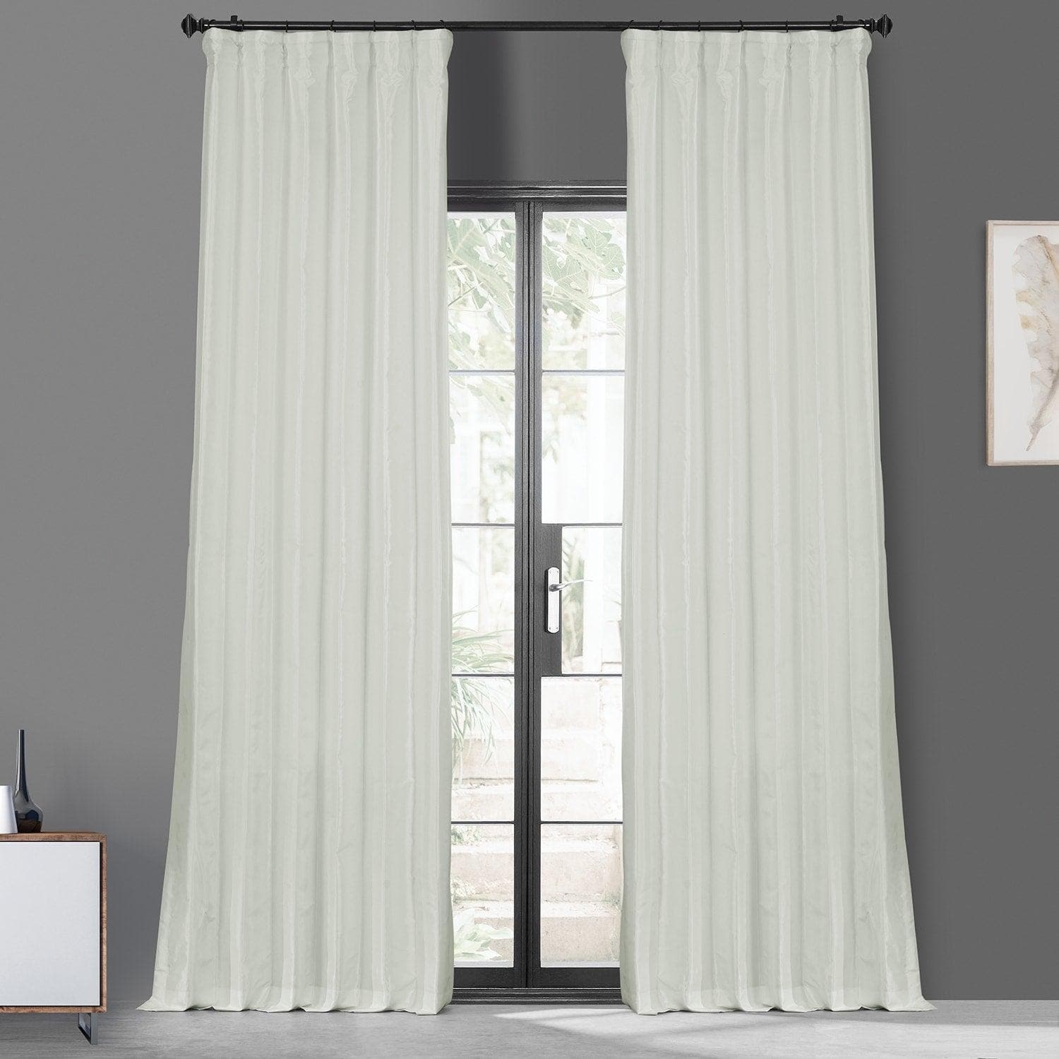 Blackout Curtains for Bedroom - Eggshell Faux Silk Taffeta Window Drapes, Thermal Insulated Room Darkening Curtain Panels for Living Room & Nursery (54x84 Inches)