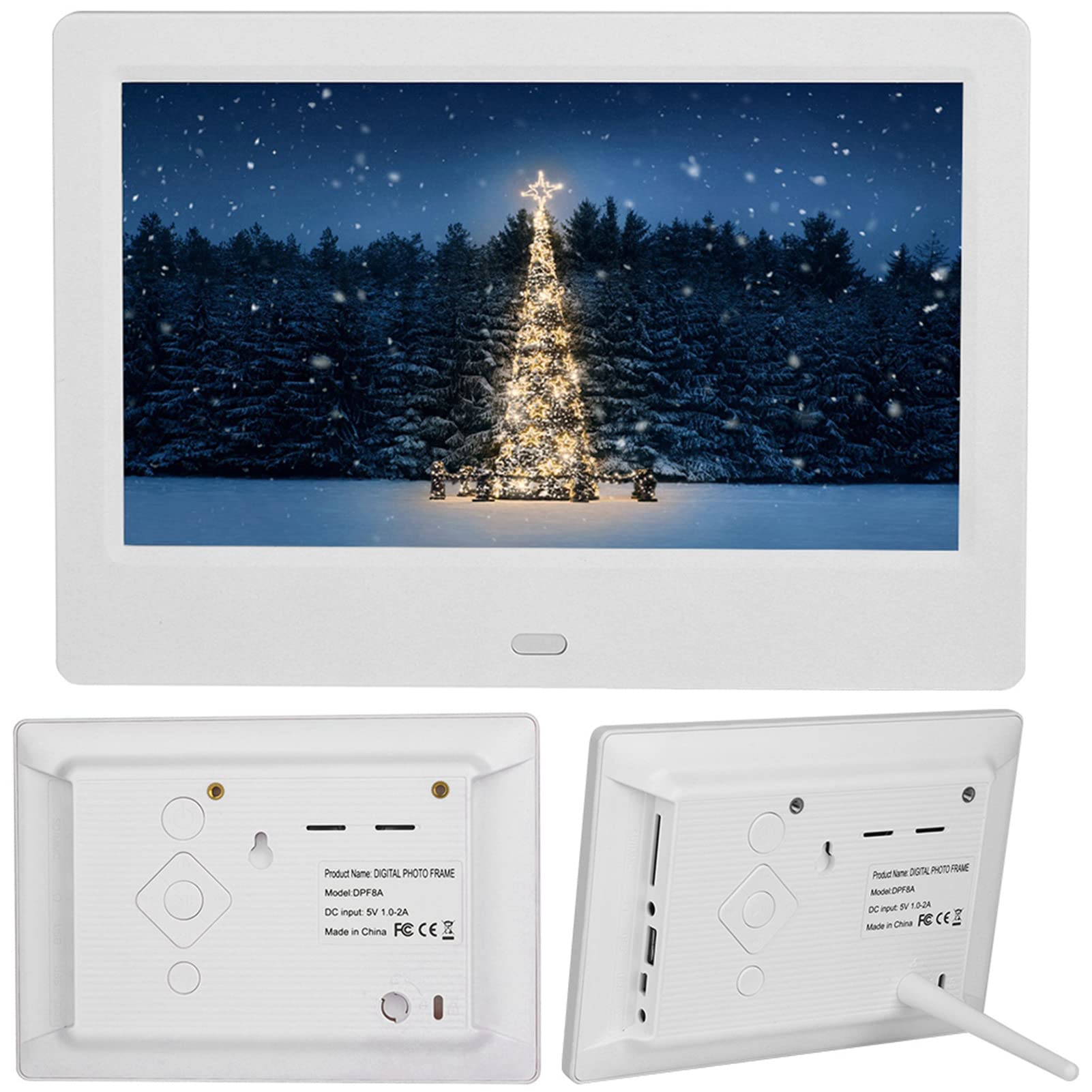 7 Inch HD Digital Photo Frame with Wireless Remote - 16:9 Wide Screen Electronic Picture Display for Memory Card, USB, Laptop & Desktop - Perfect for Home, Office & Gift (White)
