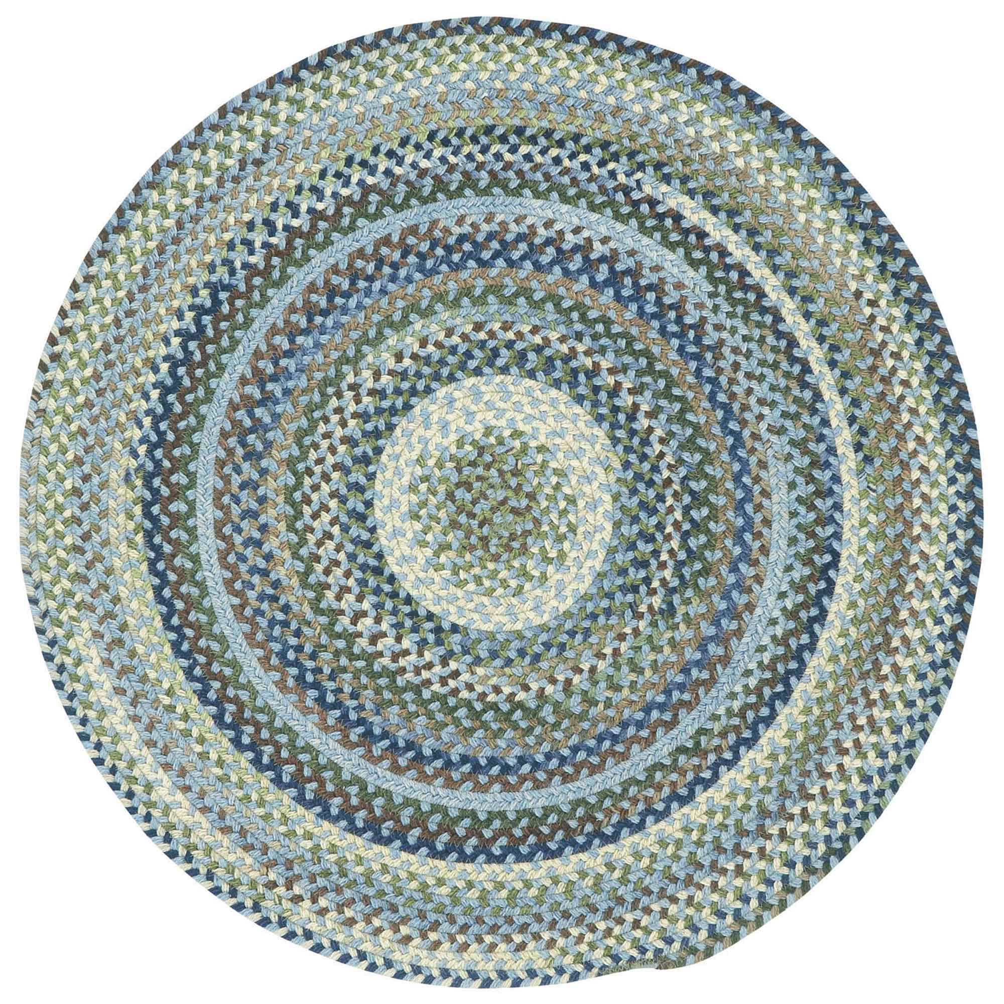 Capel Rugs Manchester Round Braided Area Rug 3' Light Blue - Soft Handwoven Cotton Rug for Living Room, Bedroom & Nursery Decor