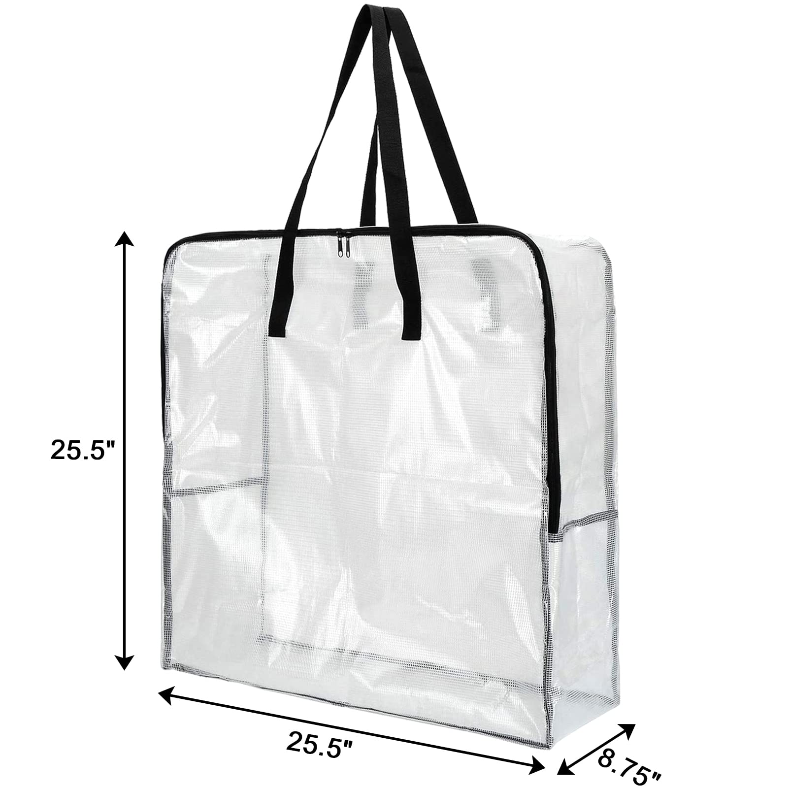 Fasmov 4-Pack Extra Large Clear Storage Bags with Handles & Zippers - Vinyl Organizer for Comforters, Blankets, Bedding, Duvets - Transparent Moving Totes for Under Bed Storage, Garage Organization & Closet Decluttering