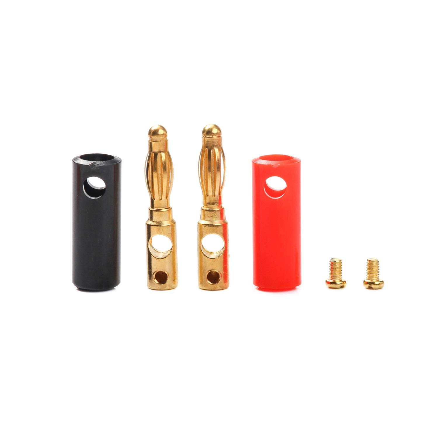 20Pcs 4mm Gold Plated Banana Plug Connector Kit - Black & Red Speaker Cable Adapters for Audio Equipment, Home Theater, PA Systems & DIY Electronics Projects