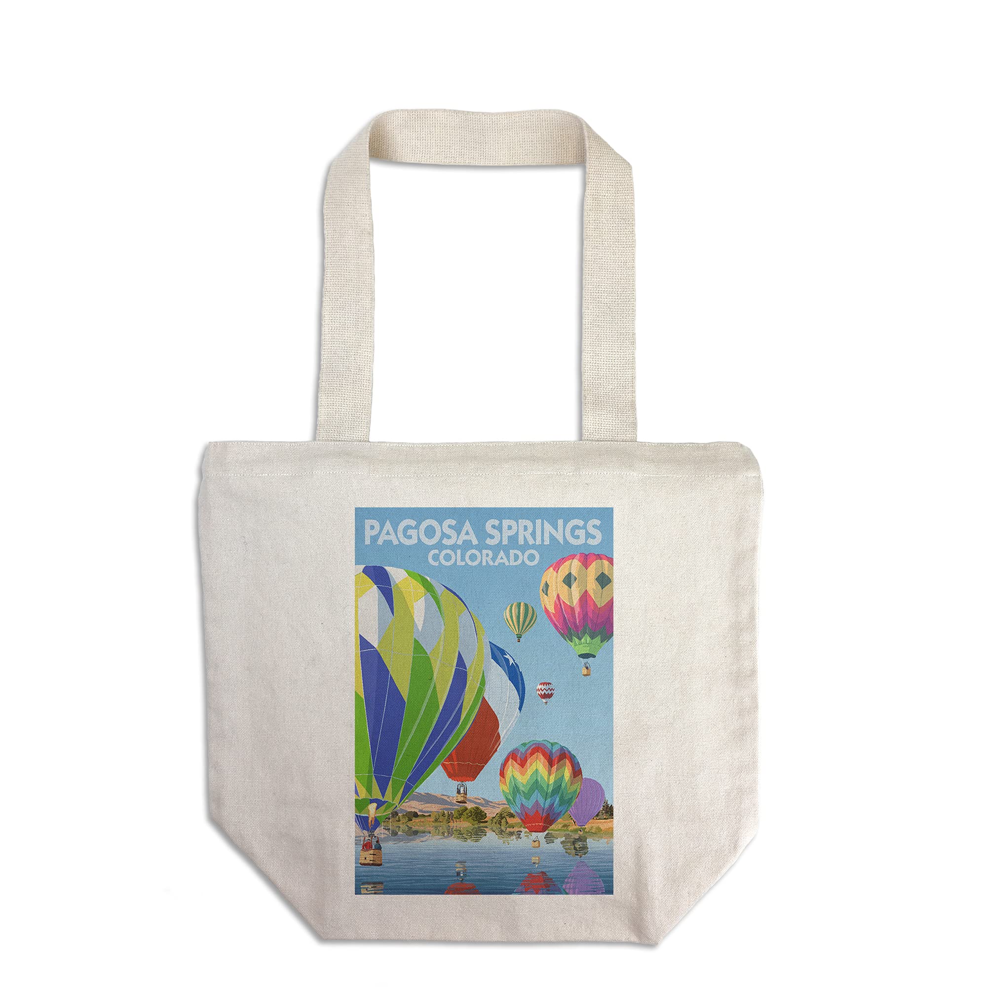 Lantern Press Pagosa Springs Colorado Hot Air Balloons Tote Bag - 100% Cotton Canvas Reusable Shopping Bag - Perfect for Groceries, Beach Trips & Farmers Market