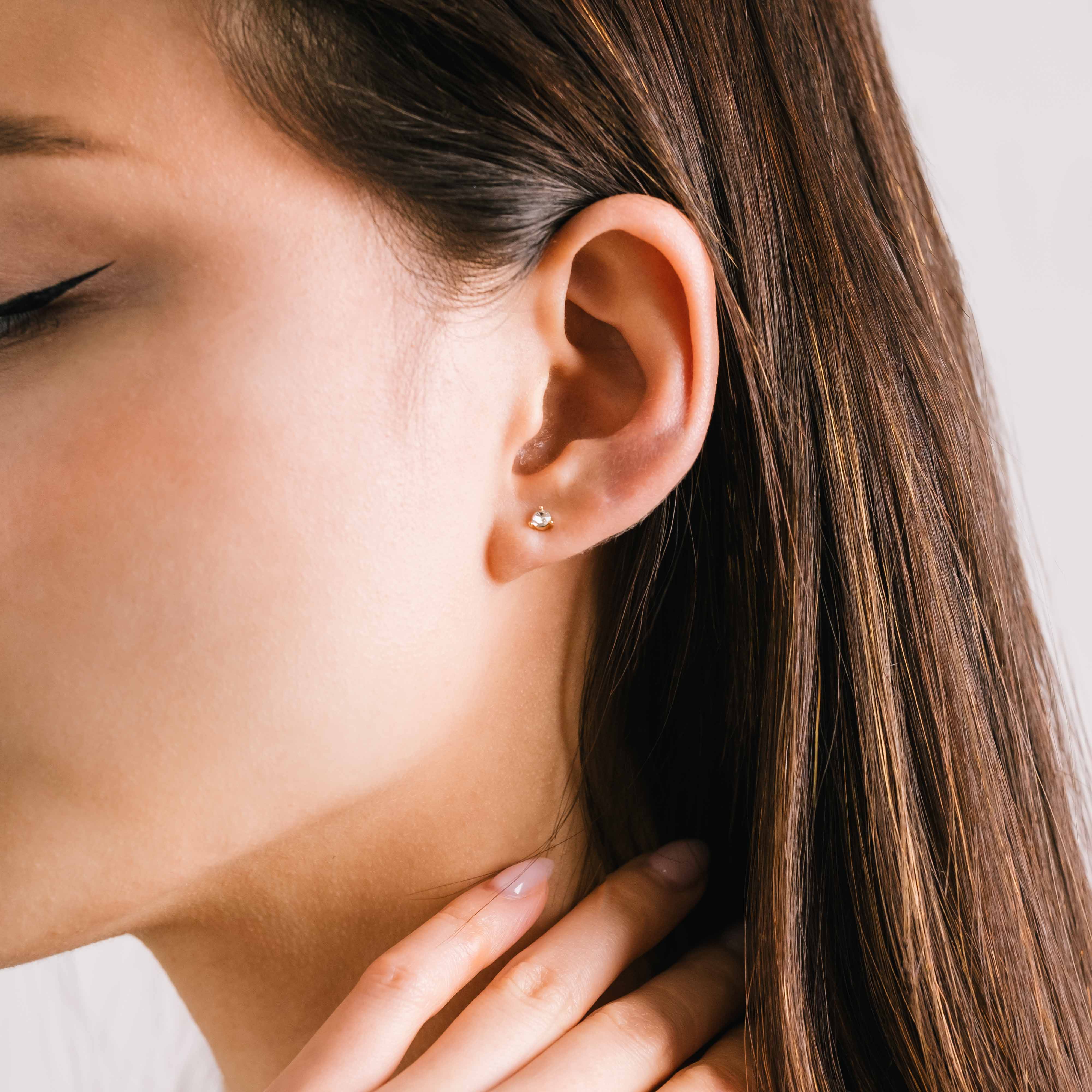 April Birthstone Stud Earrings - Genuine Diamond & Sterling Silver Earrings for Women | Perfect Gift for Birthday, Anniversary & Mother's Day | Elegant Everyday Jewelry for Work & Special Occasions