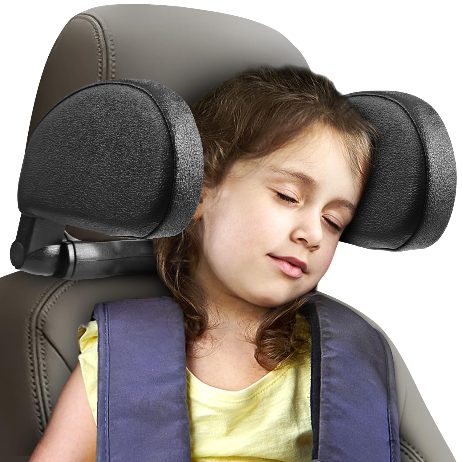 Comfortable Car Headrest Pillow for Neck & Shoulder Support - Travel Sleeping Pillow for Kids, Adults & Seniors - Perfect for Long Road Trips, Airplane Travel & Office Naps