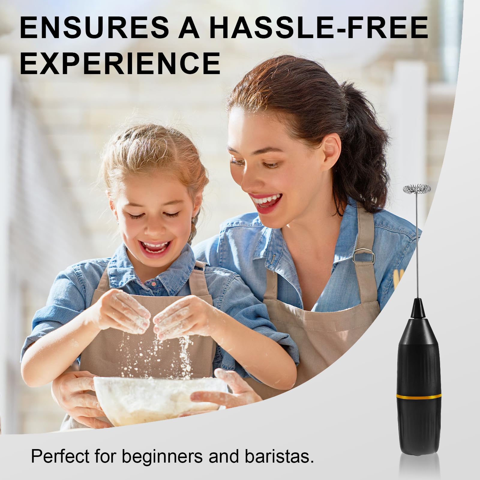 Premium Handheld Milk Frother 2-Pack - Electric Drink Mixer & Foam Maker for Coffee, Latte, Cappuccino, Matcha, Hot Chocolate - Perfect for Home Barista, Coffee Shops & Kitchen Use (Black) - Ideal Coffee Accessories Gift Set