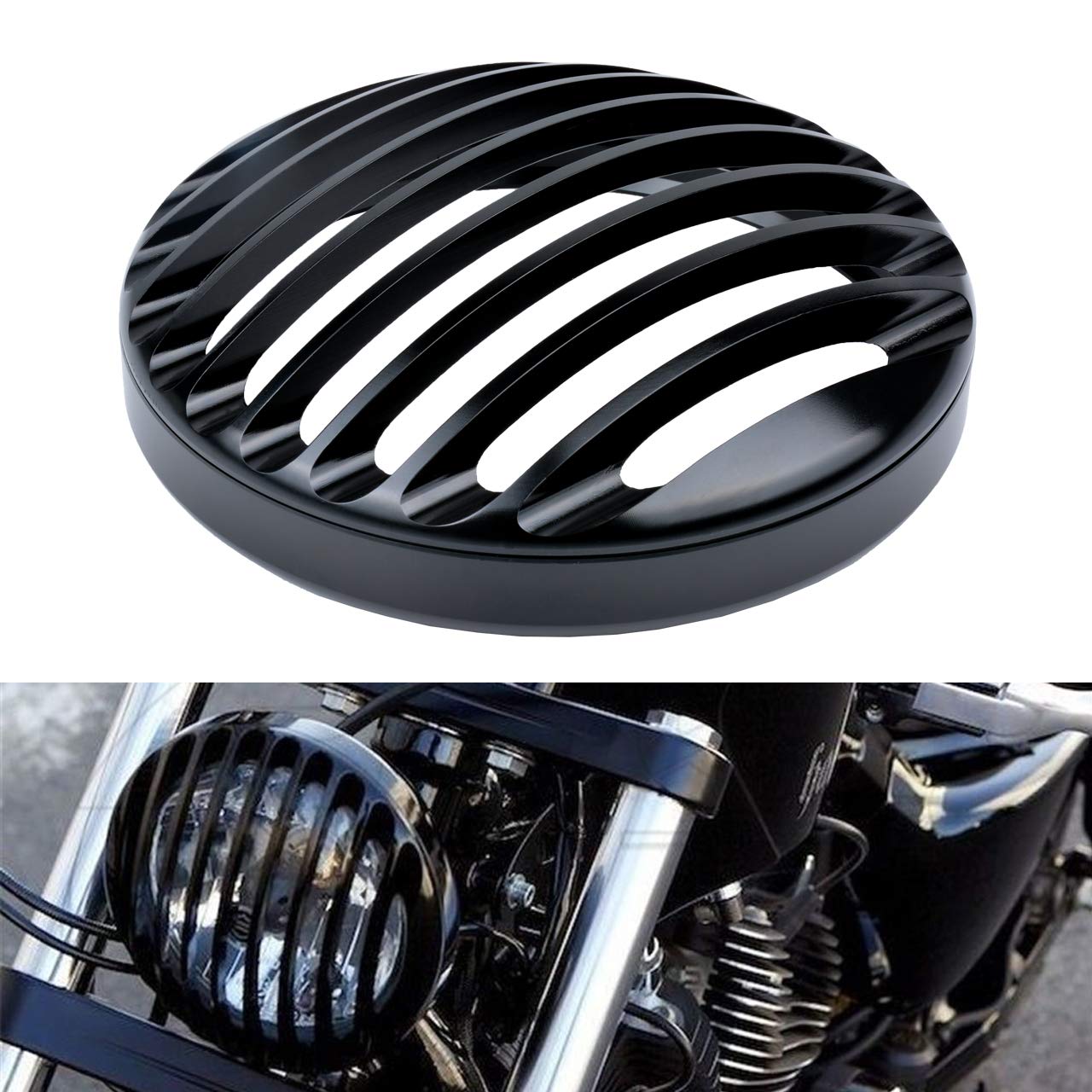 1 Pcs Motorcycle Headlight Grill Cover - Aluminum Headlamp Protector for Harley Davidson XL 1200 & XL 883 (2004-2014 Models) - Durable Accessory for Night Riding & Bike Customization