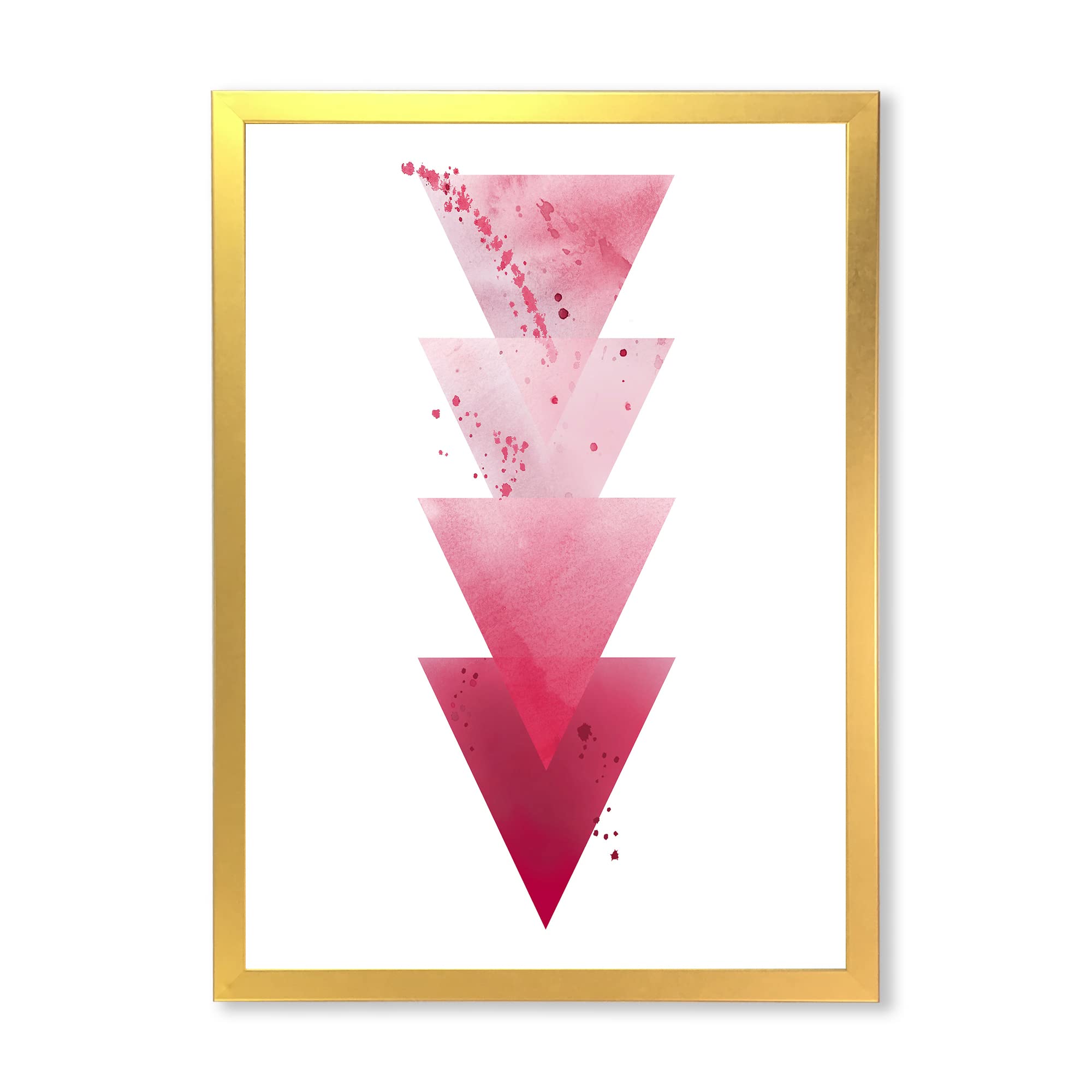 Abstract Red Triangle Geometric Wall Art - Modern Framed Canvas Painting for Living Room, Bedroom & Office Decor