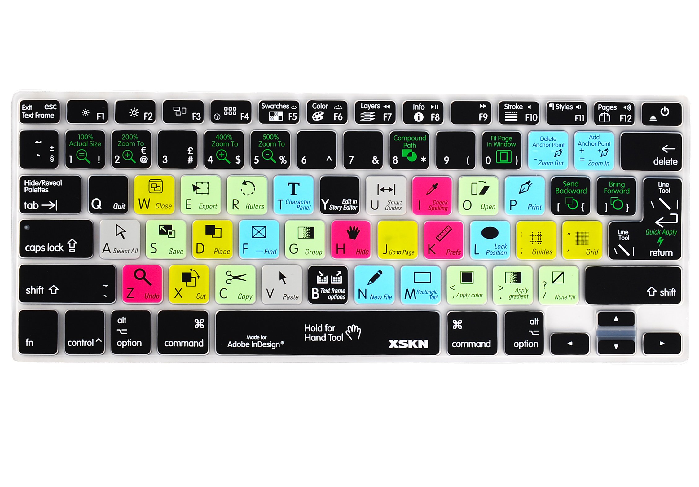 XSKN Silicone Keyboard Cover for Adobe InDesign Shortcuts - Compatible with MacBook Pro 13
