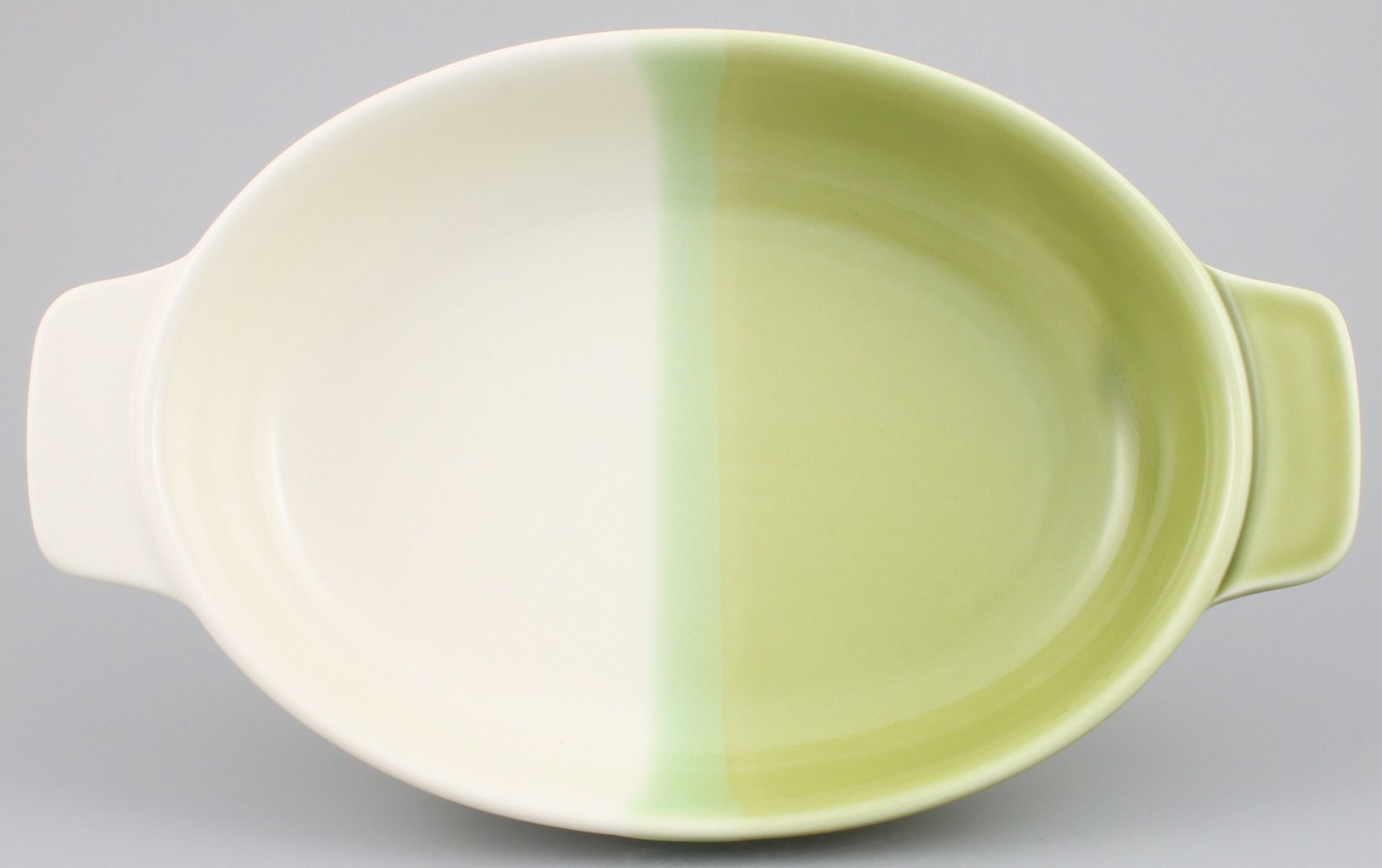 Santo Banko Ware 5756 Green Gratin Dish - Microwave & Oven Safe Half & Half Baking Pan - Perfect for Casseroles, Lasagna & Baked Desserts