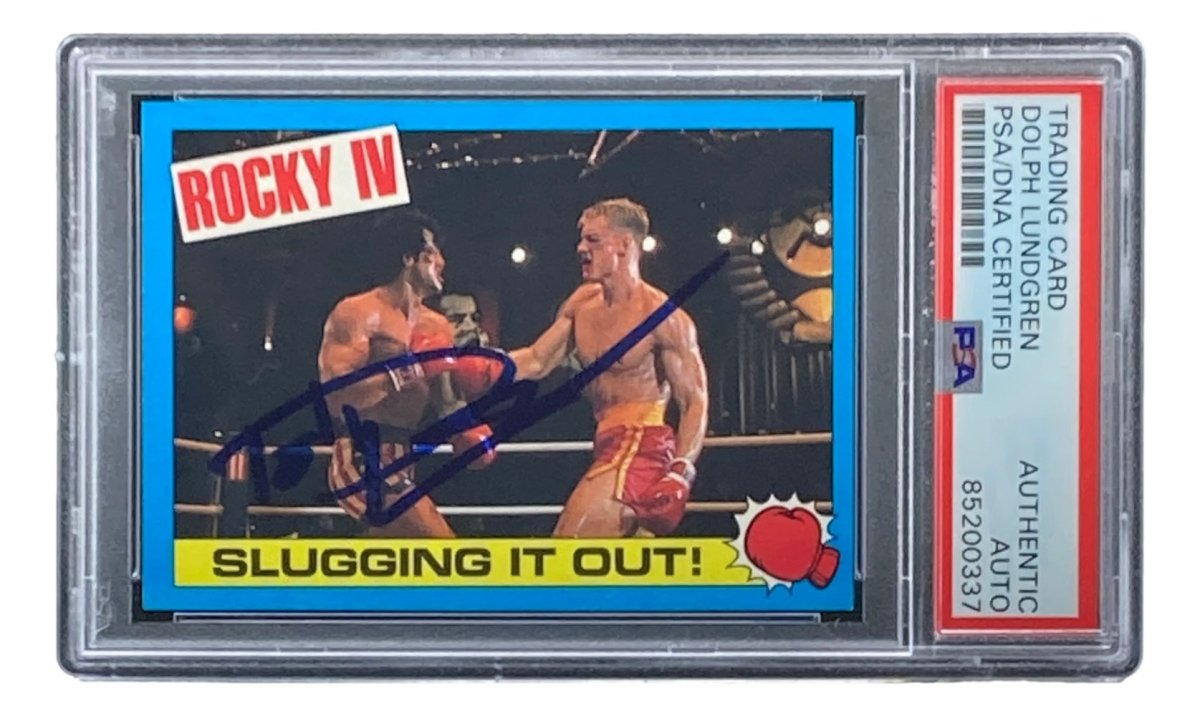 Dolph Lundgren Autographed 1985 Topps #56 Rocky IV Ivan Drago Trading Card - PSA/DNA Certified - Perfect for Movie Memorabilia Collections & Boxing Fans