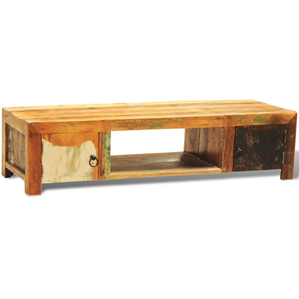Rustic Reclaimed Wood TV Stand with 2 Doors - Vintage Style Entertainment Center for Living Room, Bedroom & Home Theater