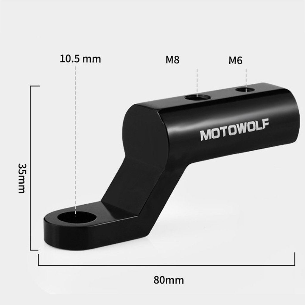 Black Aluminum Motorcycle Rearview Mirror Mount Bracket Holder - Universal Adapter for Motorcycle Mirrors - Durable Mirror Expander Bracket for Harley, Honda, Yamaha - Perfect for Highway Riding and Safety Enhancement