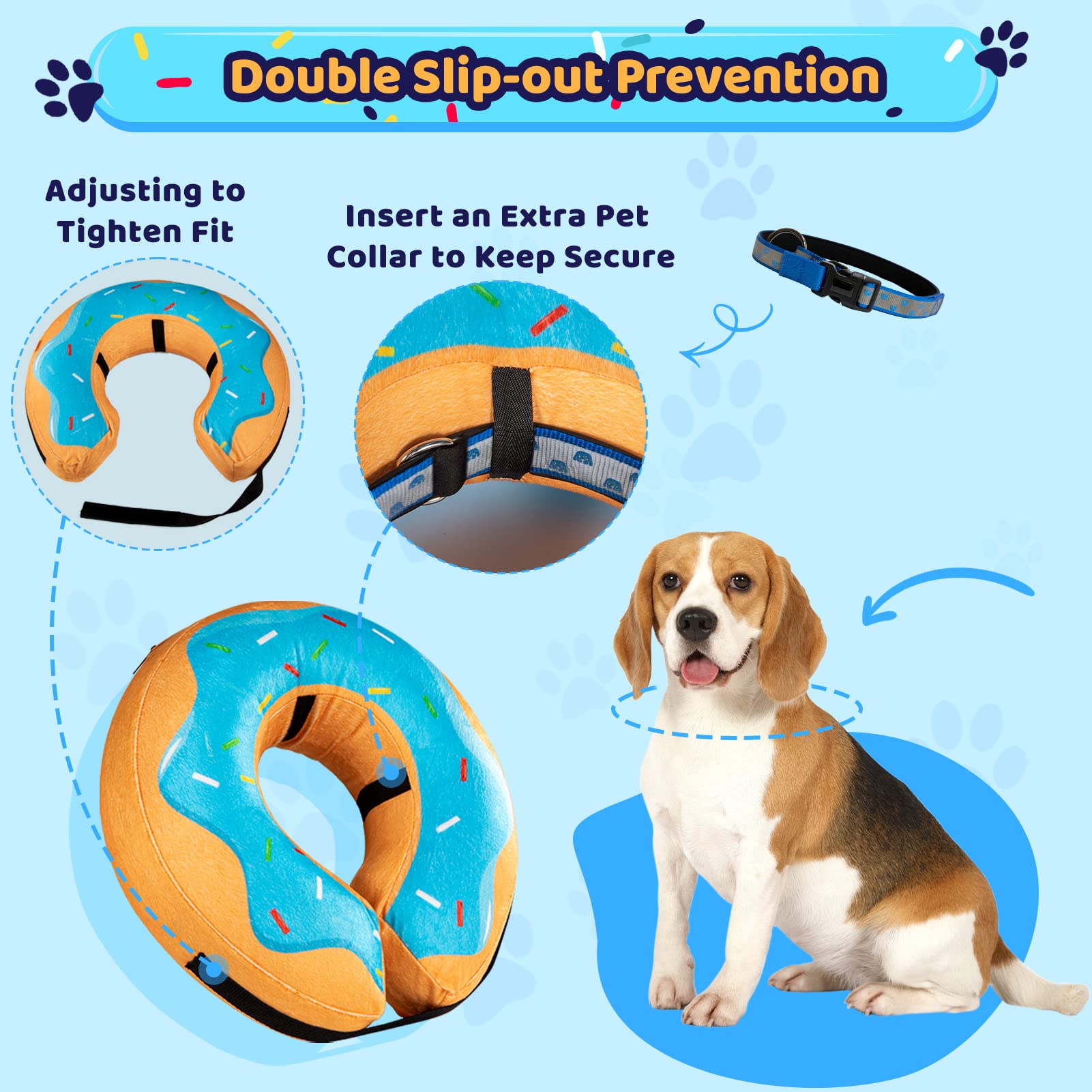 **Grand Line Donut Inflatable Collar for Dogs & Cats - Soft Recovery Cone After Surgery, Protective Pet Neck Collar for Small, Medium & Large Breeds - No Vision Block (Blue, Medium) - Ideal for Post-Surgery, Wound Healing & Pet Comfort**