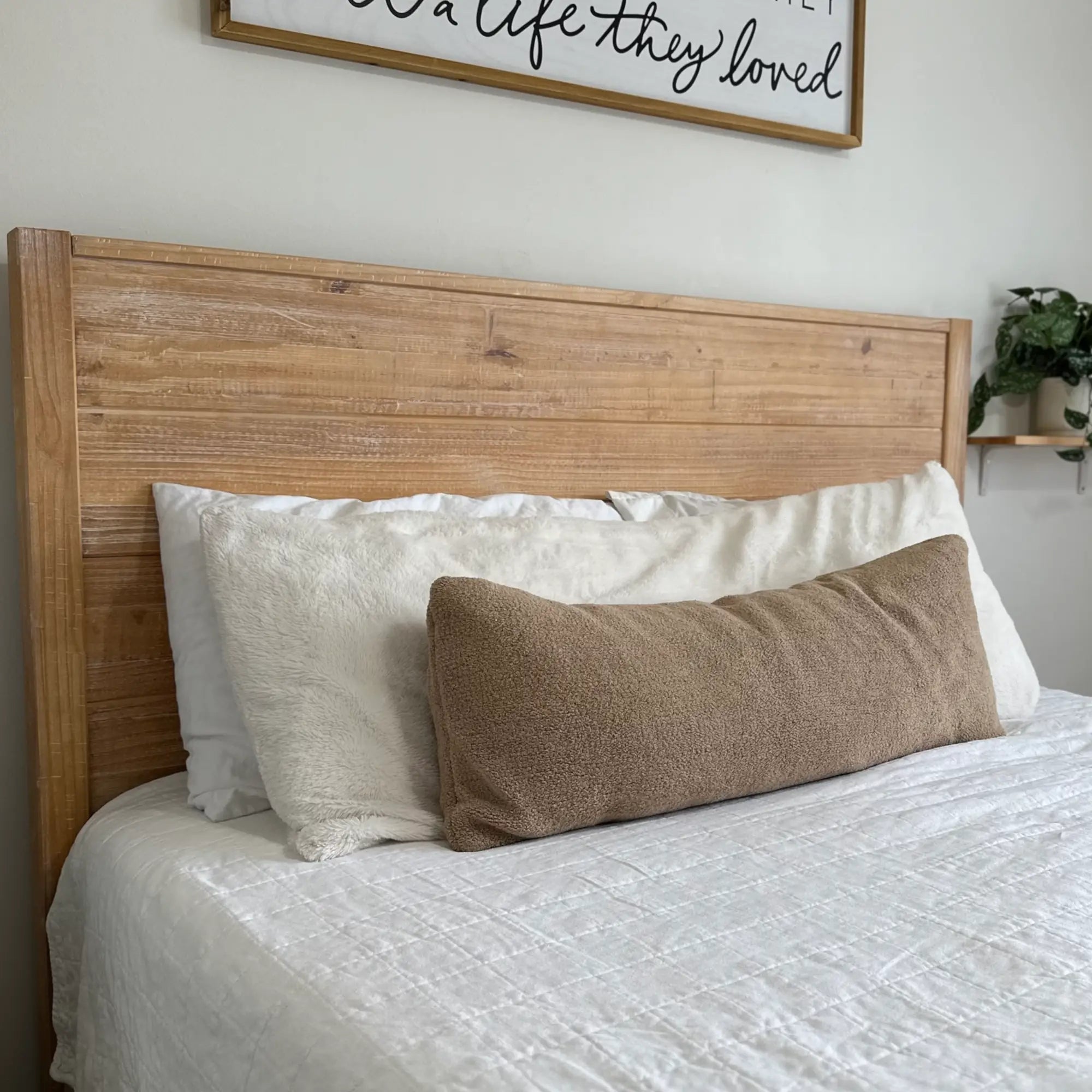 Montauk Solid Wood Bed Frame - Queen Size, Natural Wood Finish, Sturdy & Durable Bedroom Furniture for Master Bedroom or Guest Room