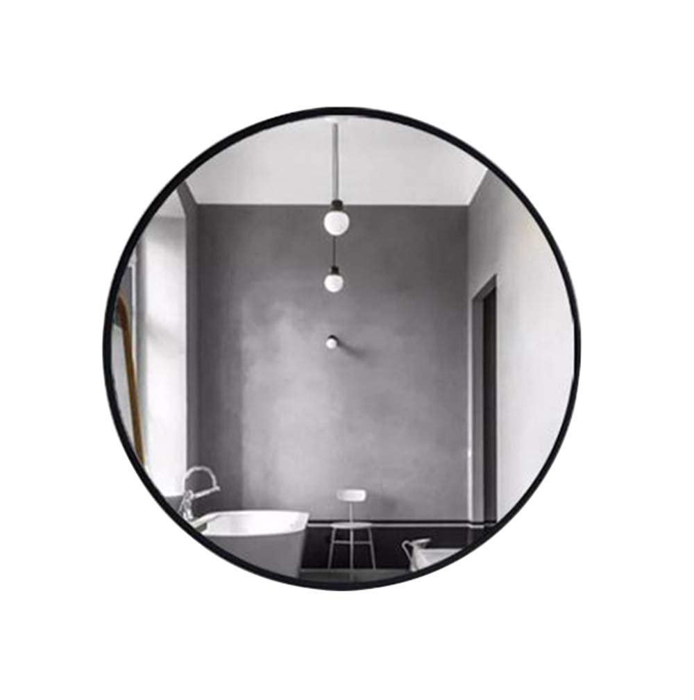 European Style Round Wrought Iron Wall Mounted Bathroom Mirror - White Vanity Shaving Mirror for Modern Home Decor & Makeup Application