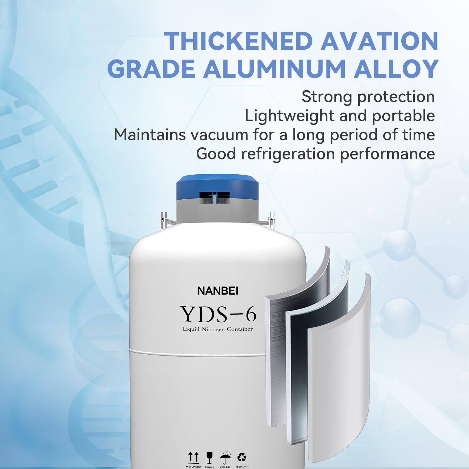 6L Aluminum Alloy Liquid Nitrogen Dewar Tank - Cryogenic Container for Semen Storage, Beauty Industry & Scientific Research | Portable with Straps for Lab, Clinic & Medical Use