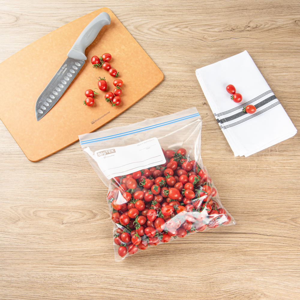 Bag Tek 1 Gallon Clear Plastic Freezer Bags - Double Zipper, BPA Free, Write-On Labels (10.75