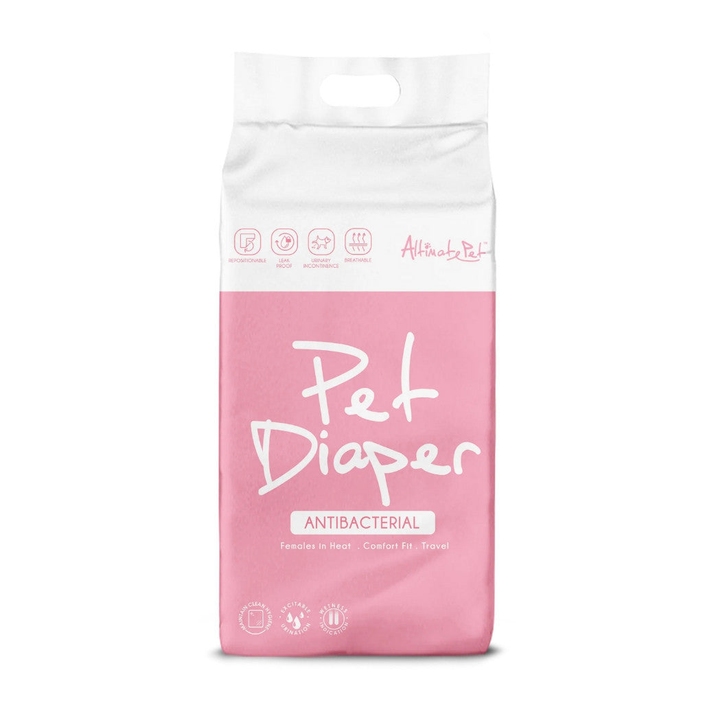 Ultimate Pet Antibacterial Disposable Female Dog Diapers - 5 Sizes (XS, S, M, L, XL) - Super Absorbent Washable Puppy Pads for Incontinence, Heat Cycles & Training - Perfect for Small, Medium & Large Dogs at Home or Travel