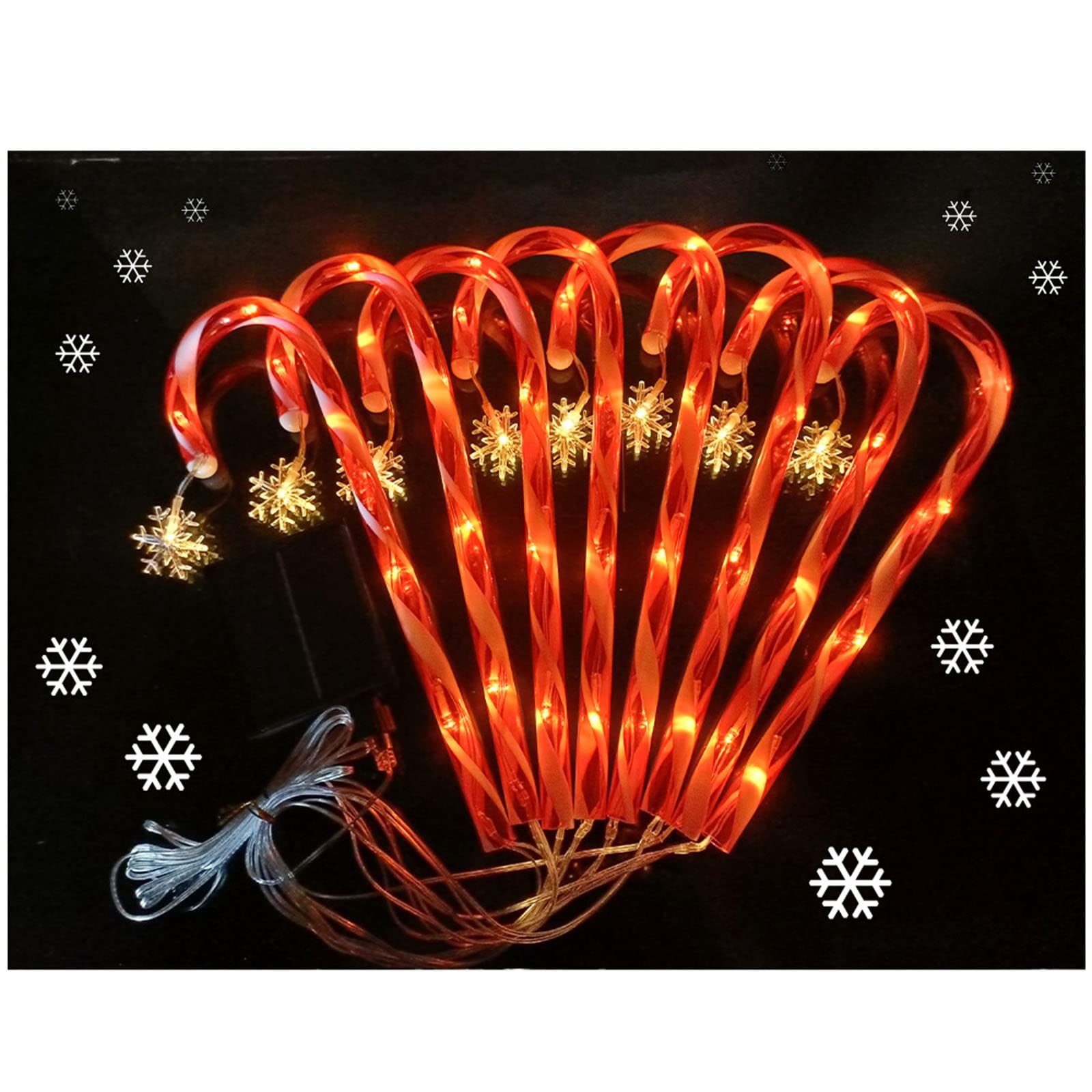 8PCS Solar Candy Cane Lights Outdoor Christmas Decorations - 8 Modes LED Pathway Markers with Snowflake/Stars Design, Waterproof Garden Stakes for Lawn, Yard & Holiday Decorations - Perfect for Christmas Gifts, Party & Winter Festival Decor