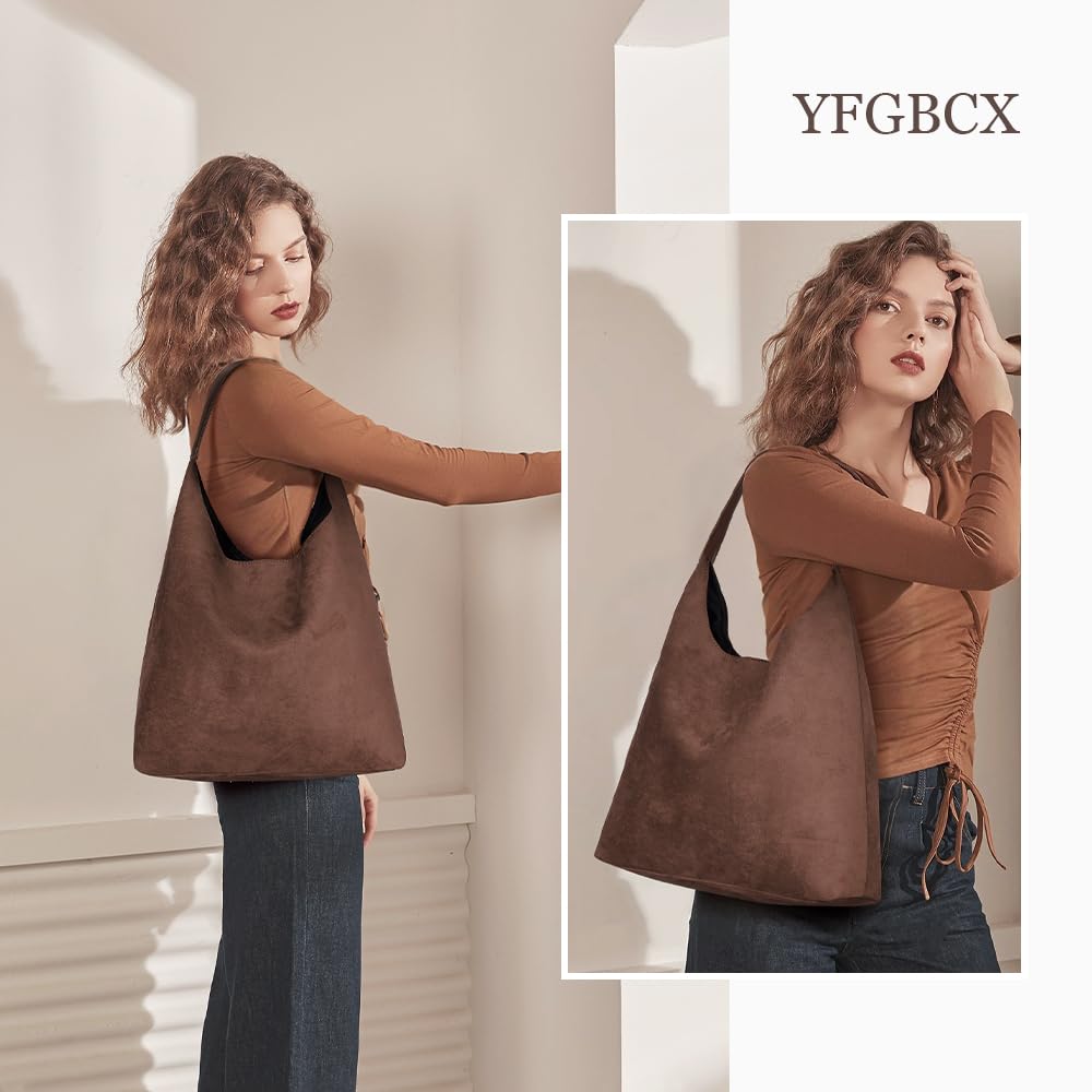 Stylish Suede Tote Bag for Women - Elegant Slouchy Hobo Handbag for Work, Office & Daily Use | Perfect as Professional Work Bag, Commuter Purse & Fashion Accessory