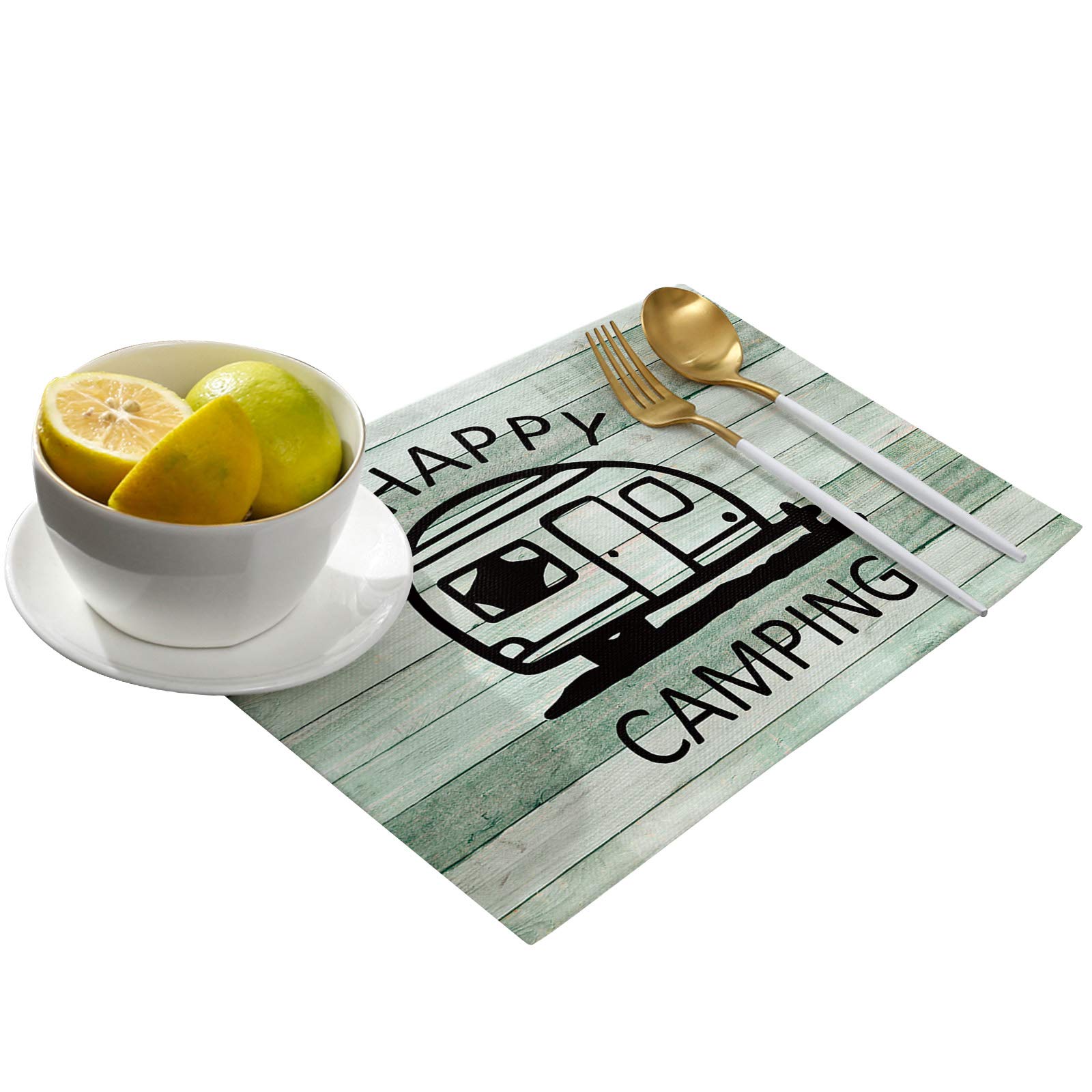 Cartoon Camper Happy Camping Washable Placemats Set of 4 - 13